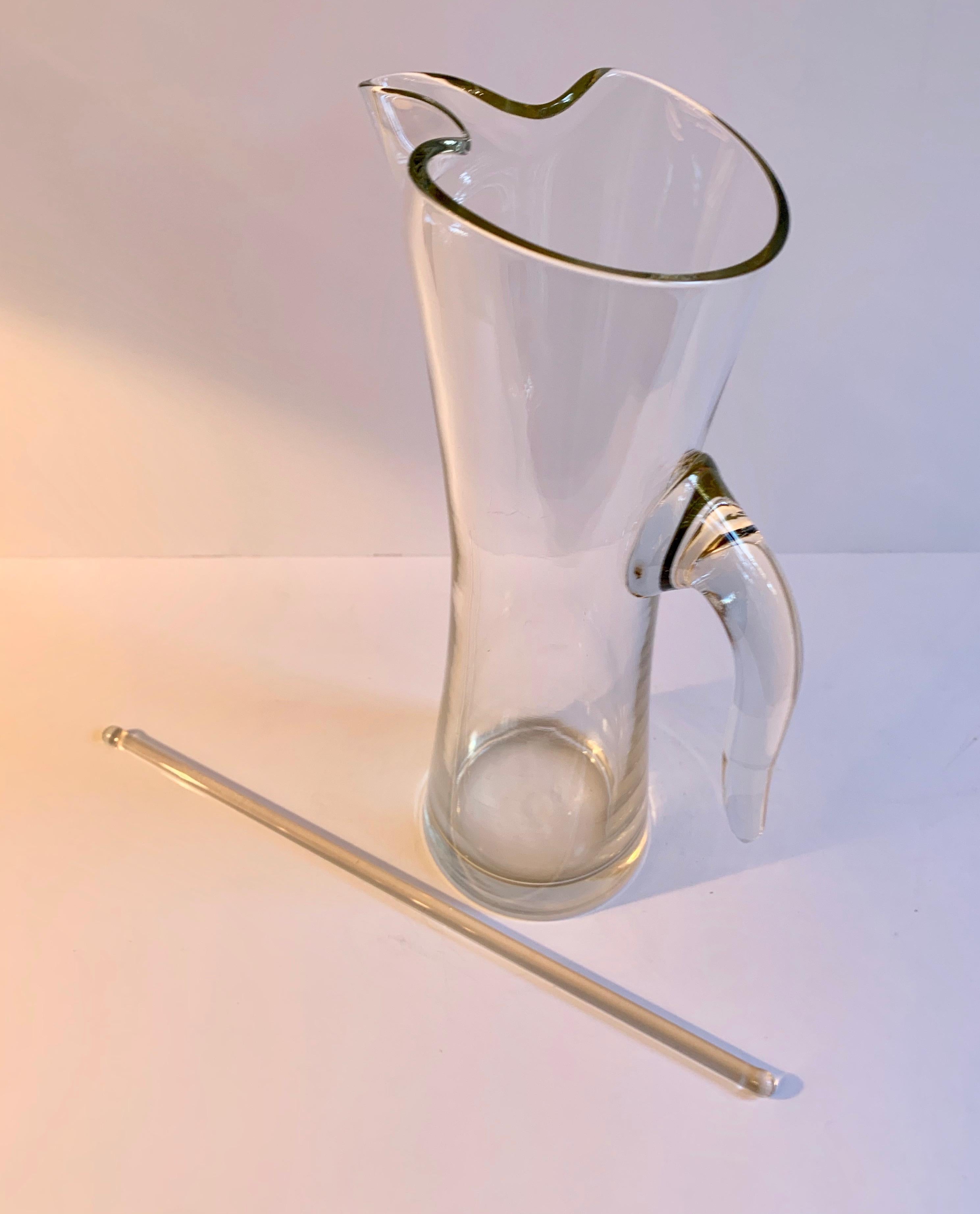 Glass Martini Pitcher with Stirrer In Good Condition In Los Angeles, CA