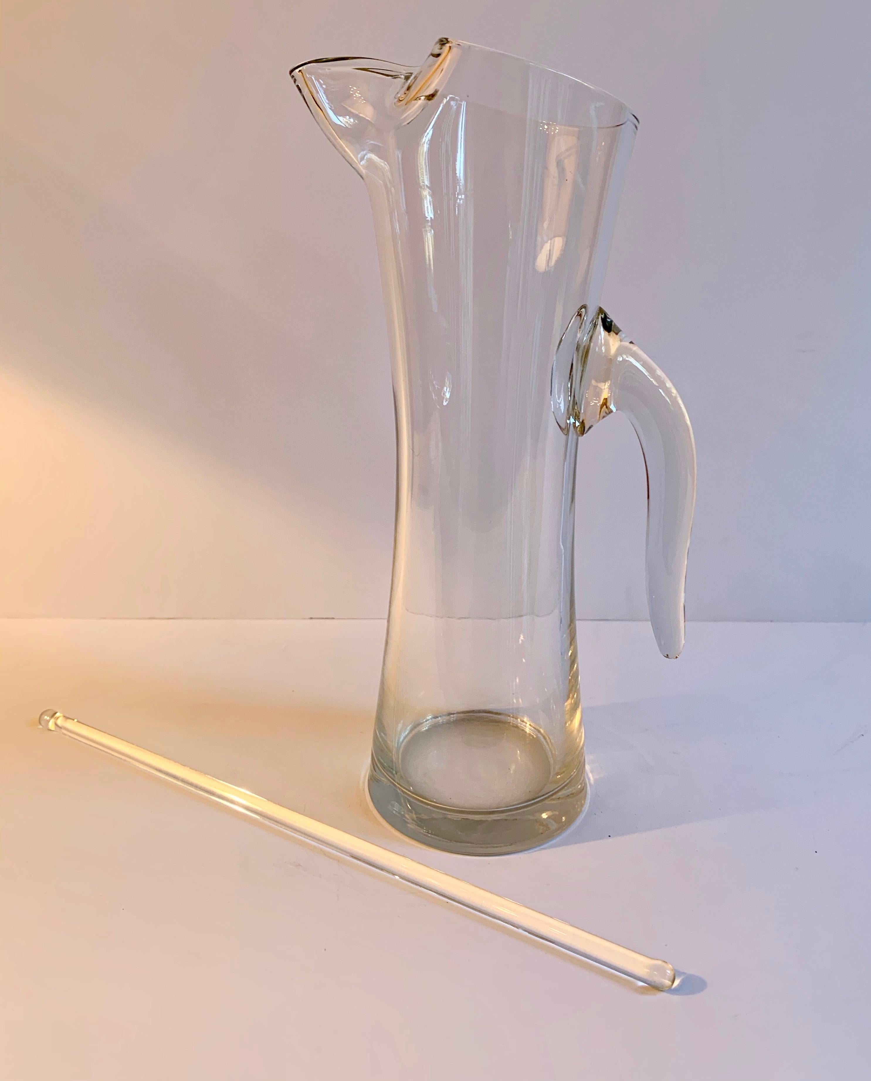 20th Century Glass Martini Pitcher with Stirrer