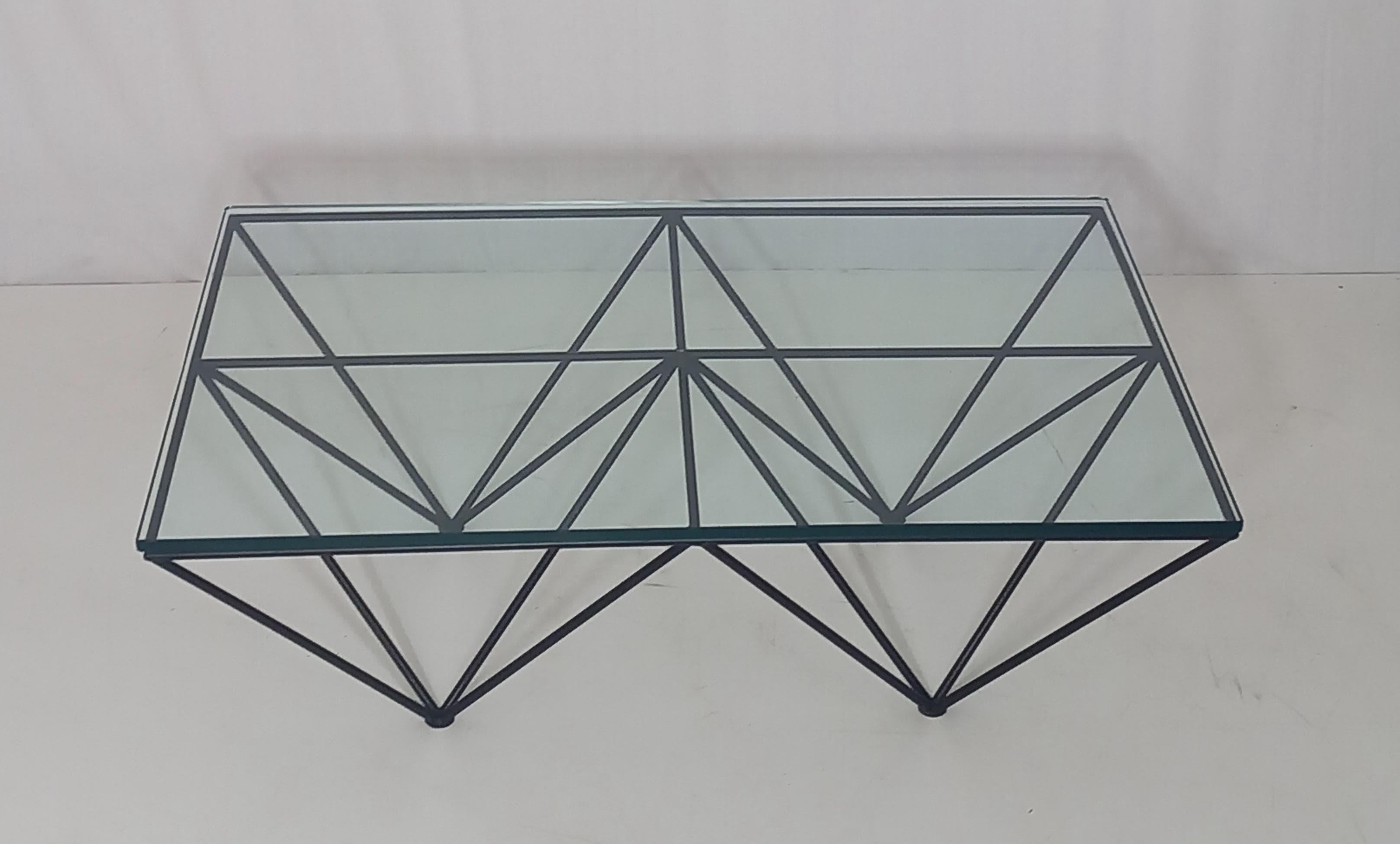 Glass & Metal Coffee Table, 80s Moderno de mediados de siglo en venta