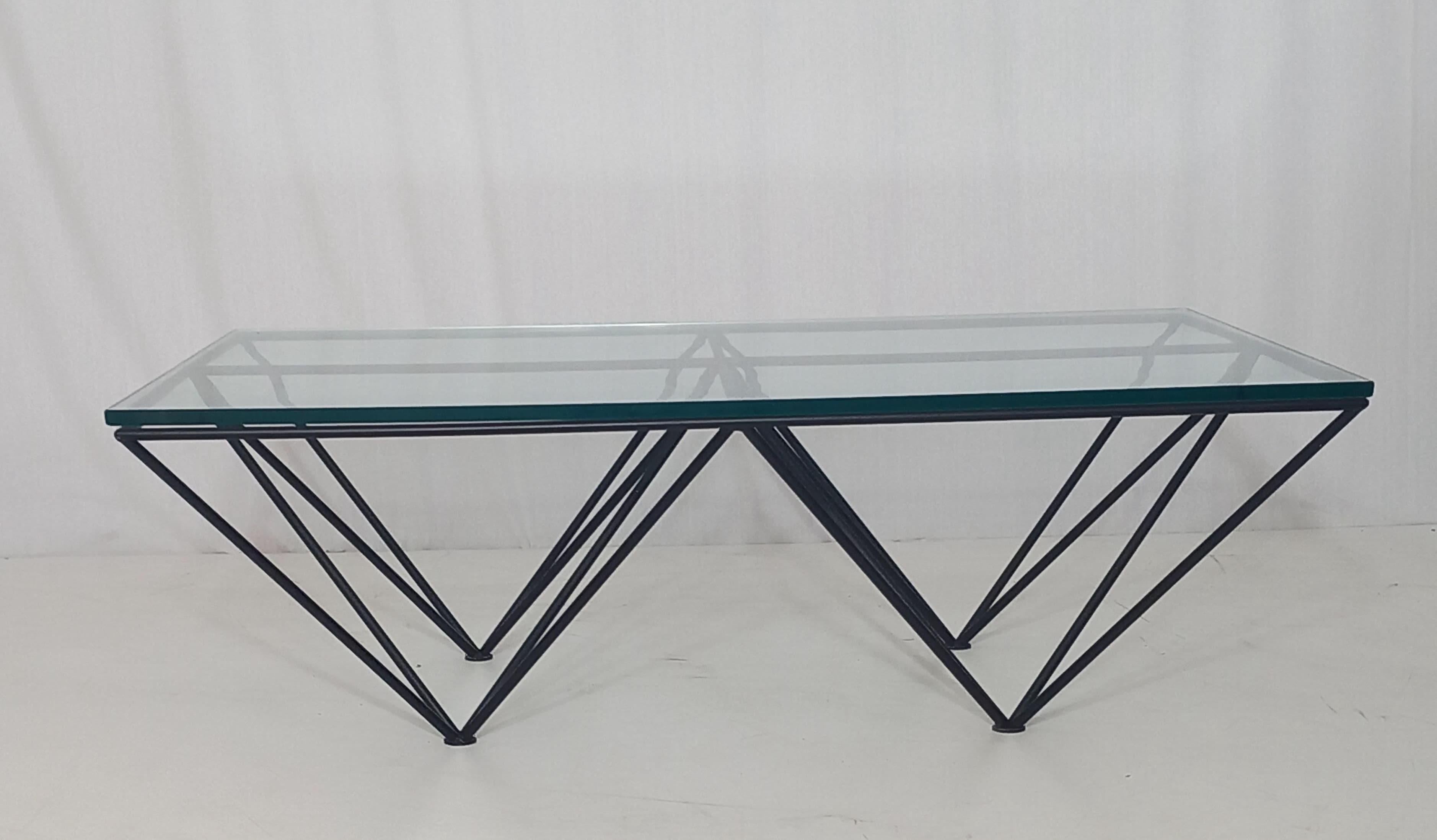 Glass & Metal Coffee Table, 80s en Bueno estado para la venta en Medesano, Parma