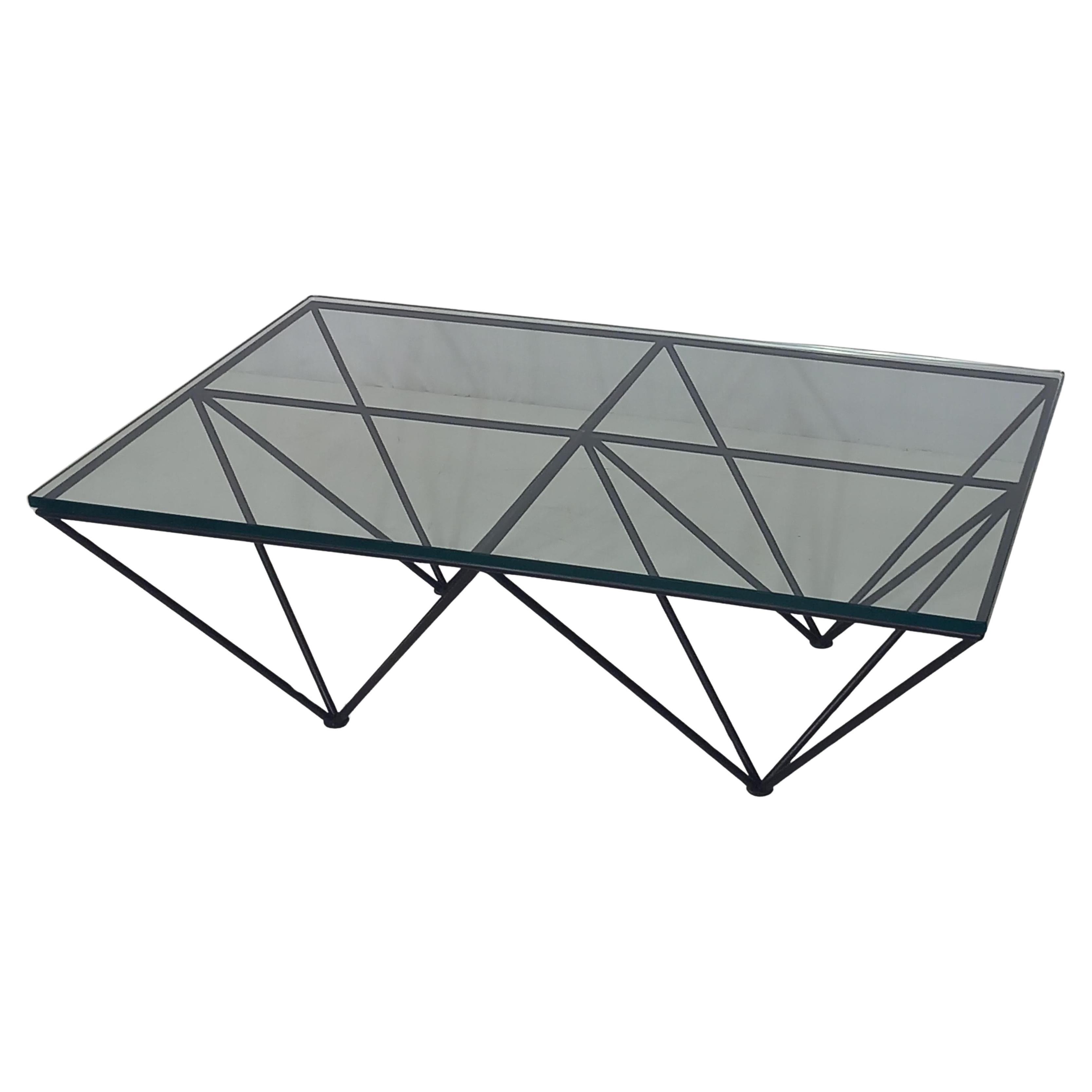 Glass & Metal Coffee Table, 80s en venta