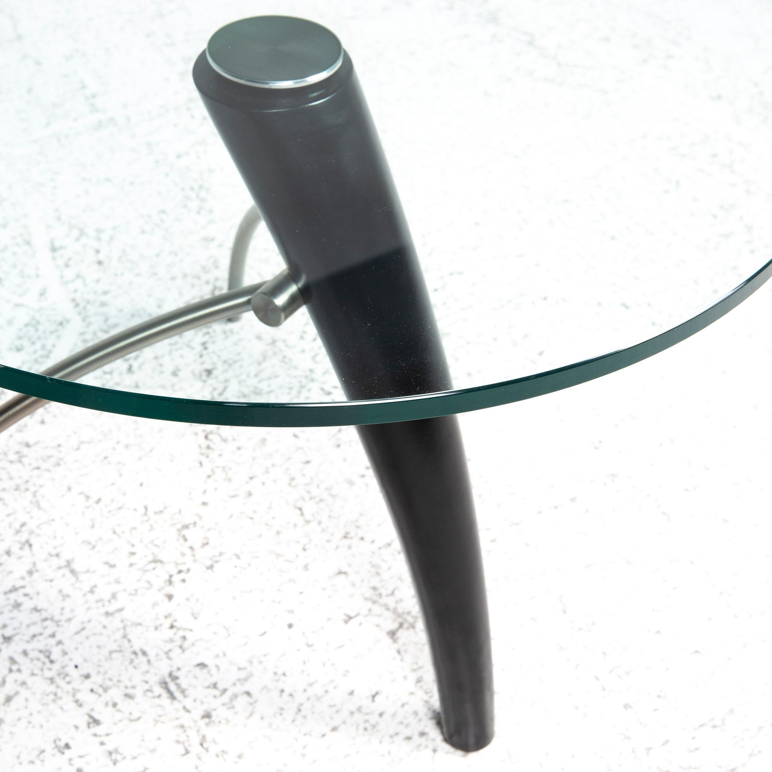 European Glass Metal Coffee Table Round Table For Sale