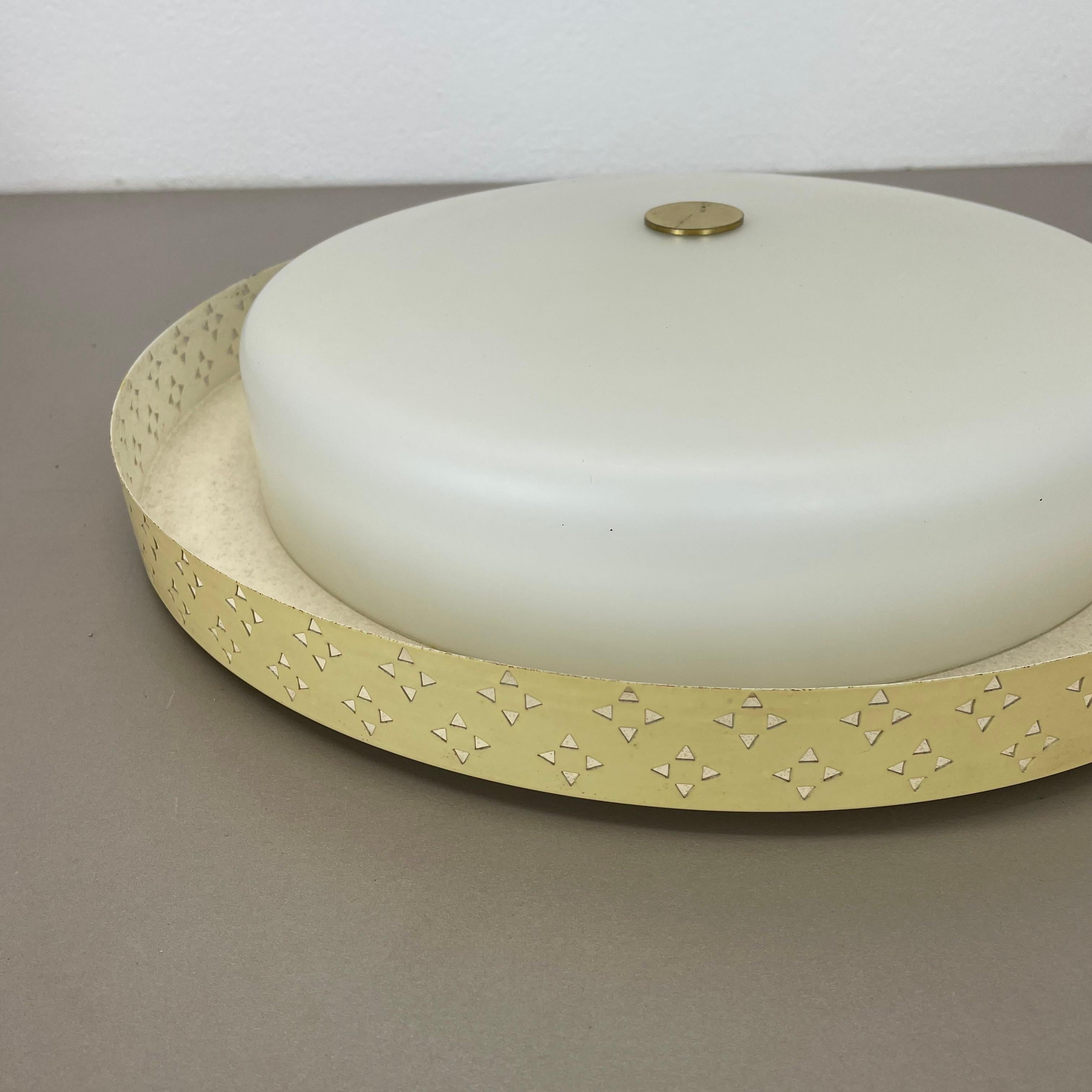 20th Century Glass + Metal Stilnovo Style Theatre Wall Ceiling Light Flushmount, Italy 1950s For Sale