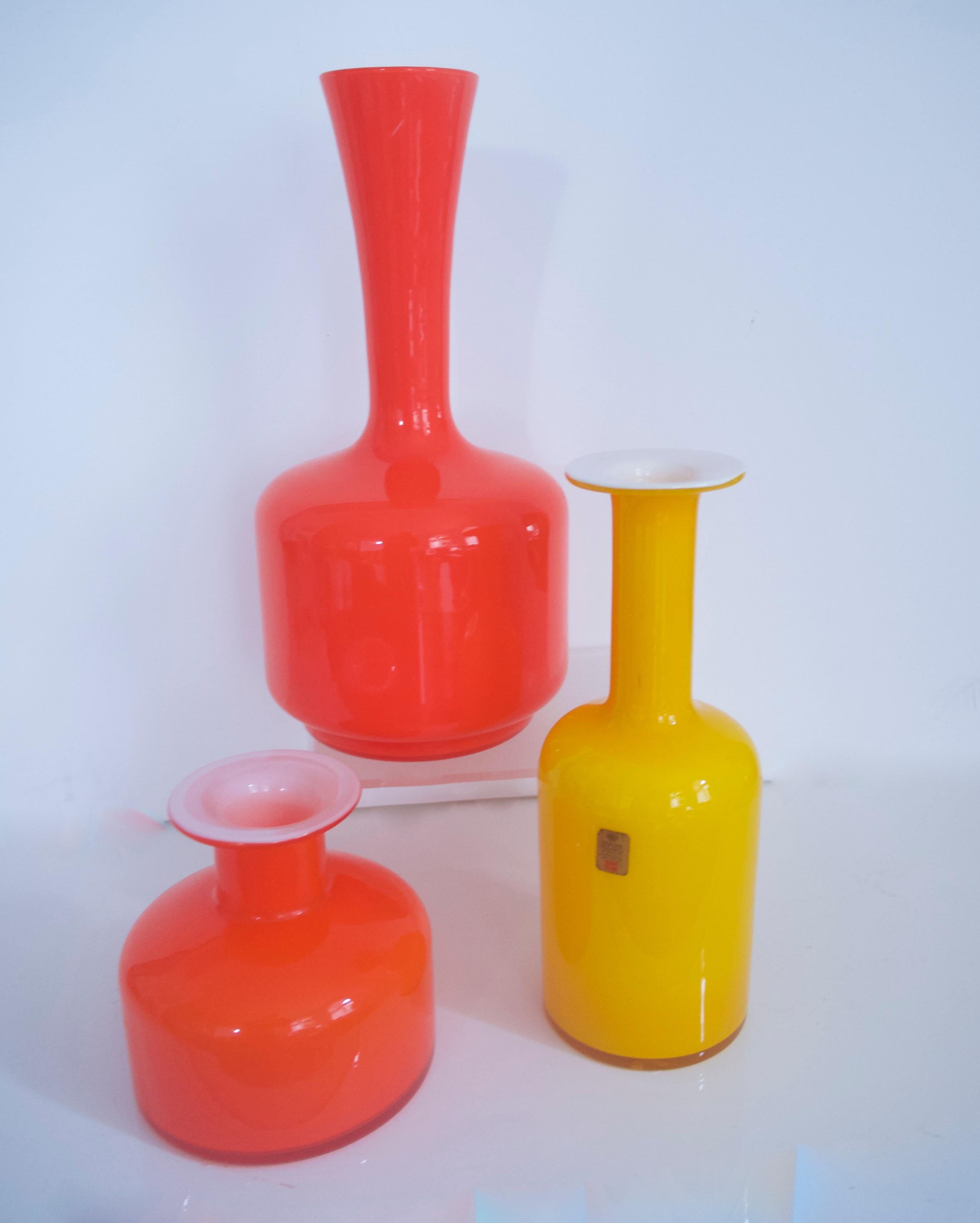 Blown Glass Glass Mid-Century Modern Orange Vases/Pitcher 1960s in Style of Holmegaard/Aseda For Sale