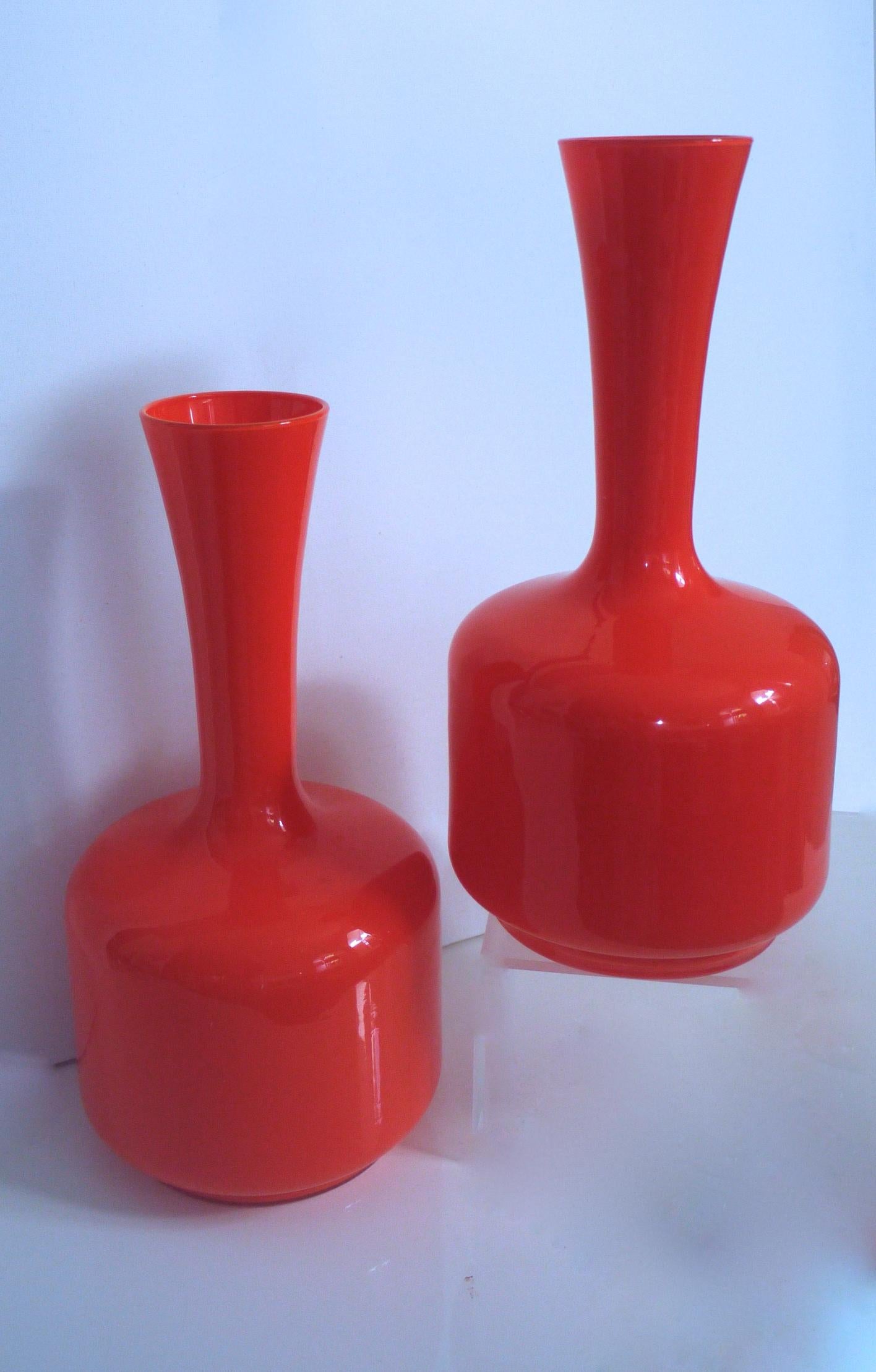 Glass Mid-Century Modern Orange Vases/Pitcher 1960s in Style of Holmegaard/Aseda For Sale 1