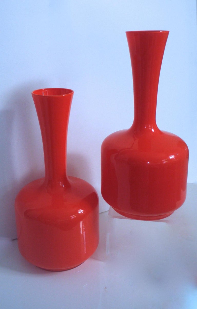 Glass MidCentury Modern Orange Vases/Pitcher 1960s in Style of