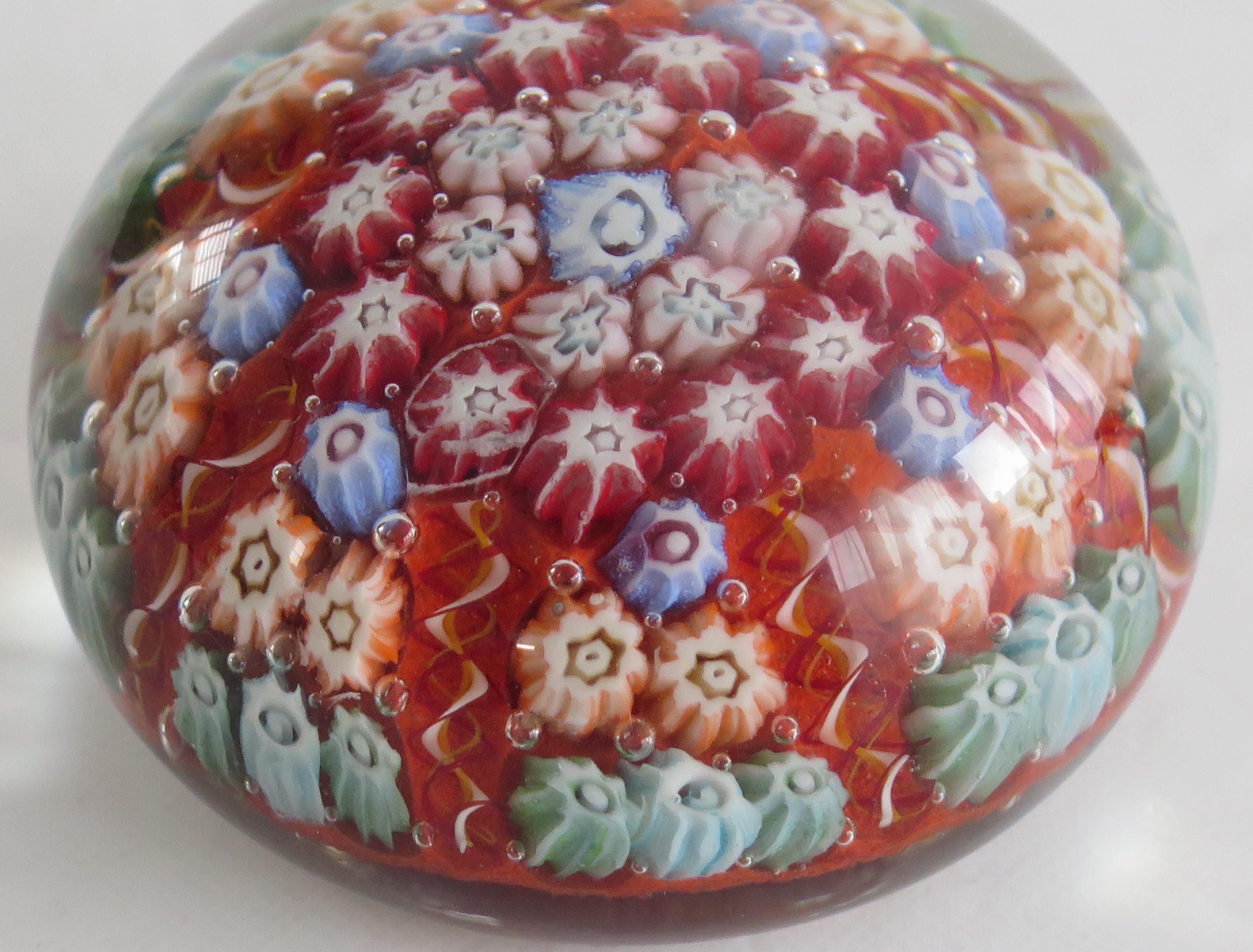 Glass Millefiori 7-Spoke Paperweight by Vasart Scotland, circa 1960s In Good Condition In Lincoln, Lincolnshire