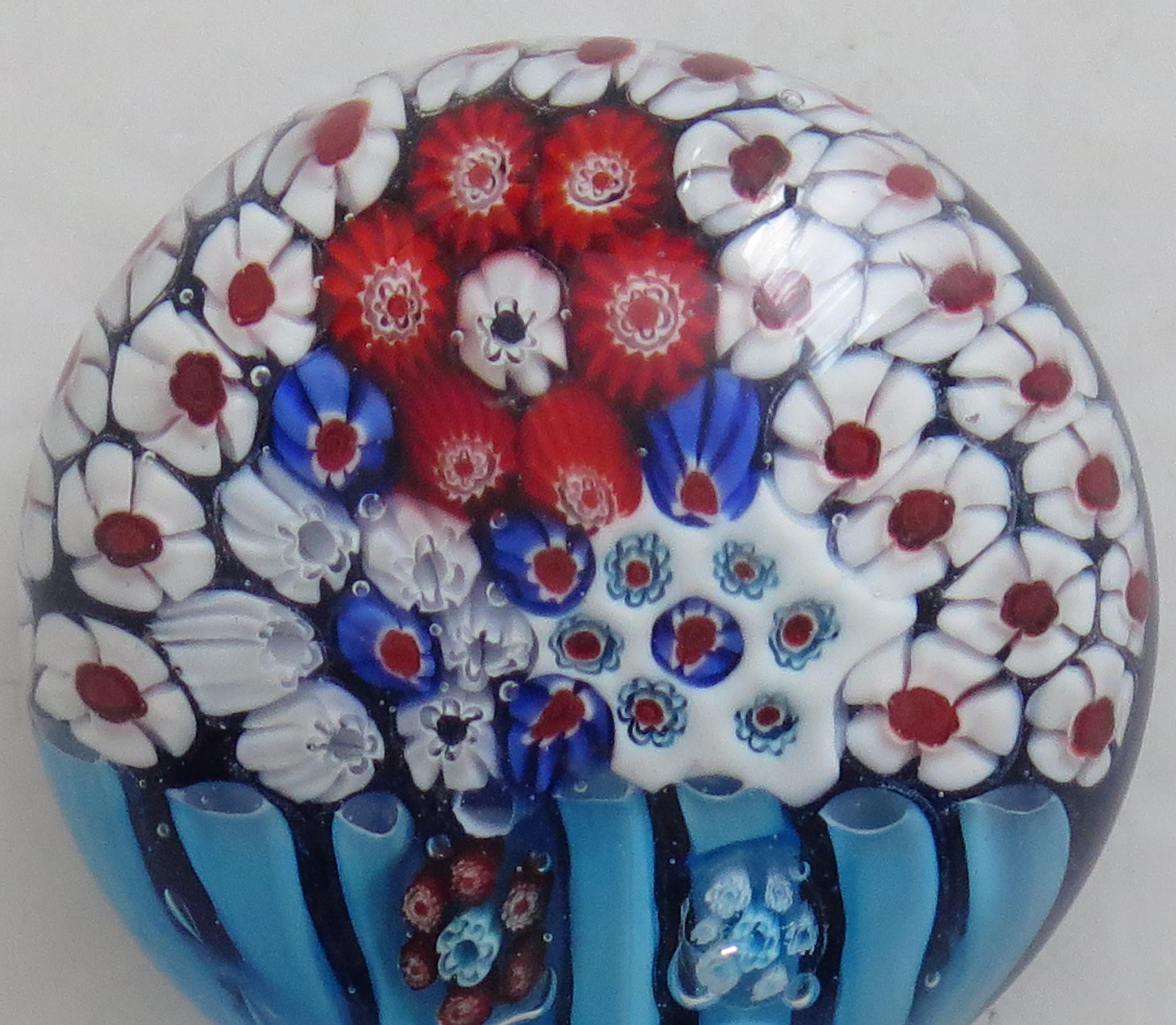 Hand-Crafted Glass Millefiori Paperweight by Strathearn or Perthshire Scotland, circa 1970 For Sale