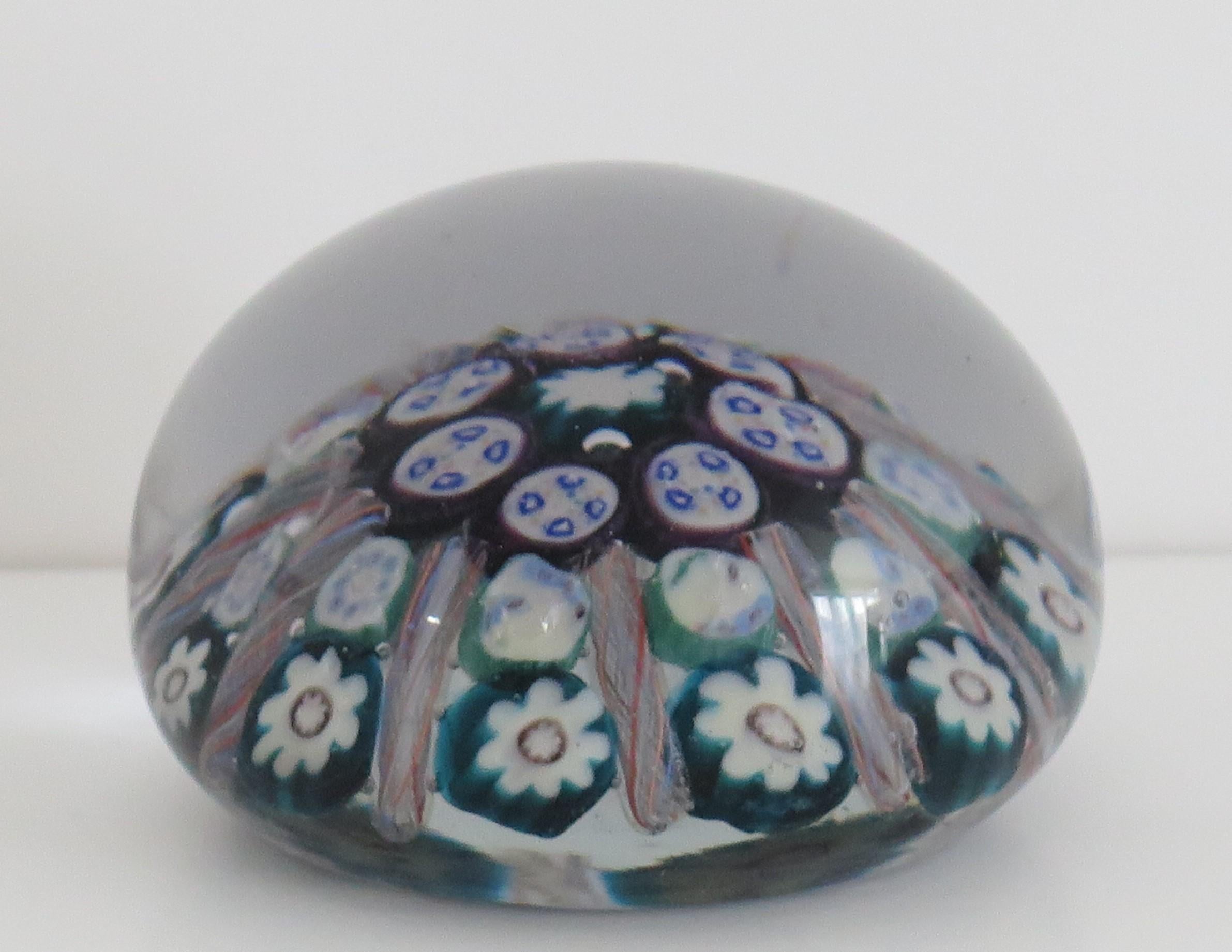 Glass Millefiori Vasart Brothers Paperweight Hand Blown, Scotland Ca 1950s In Good Condition For Sale In Lincoln, Lincolnshire