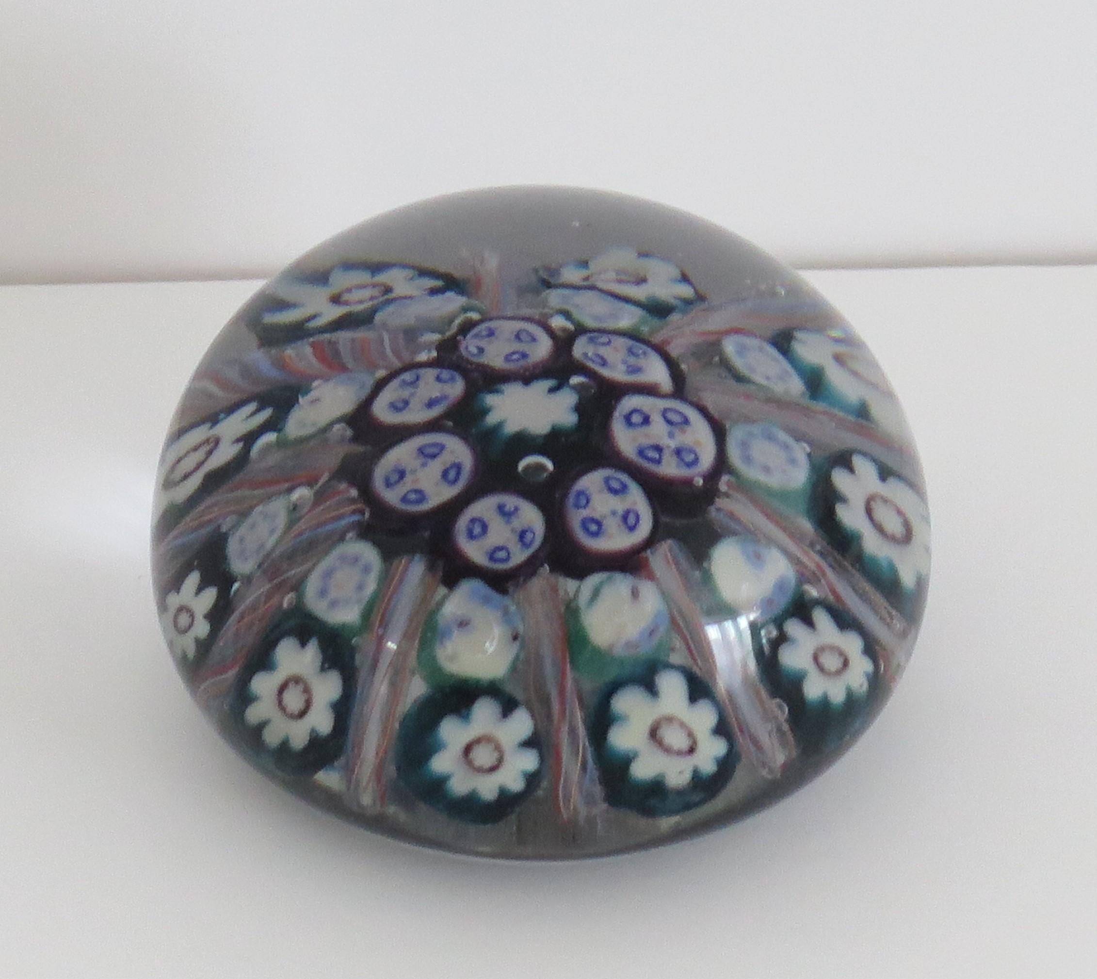 20th Century Glass Millefiori Vasart Brothers Paperweight Hand Blown, Scotland Ca 1950s For Sale