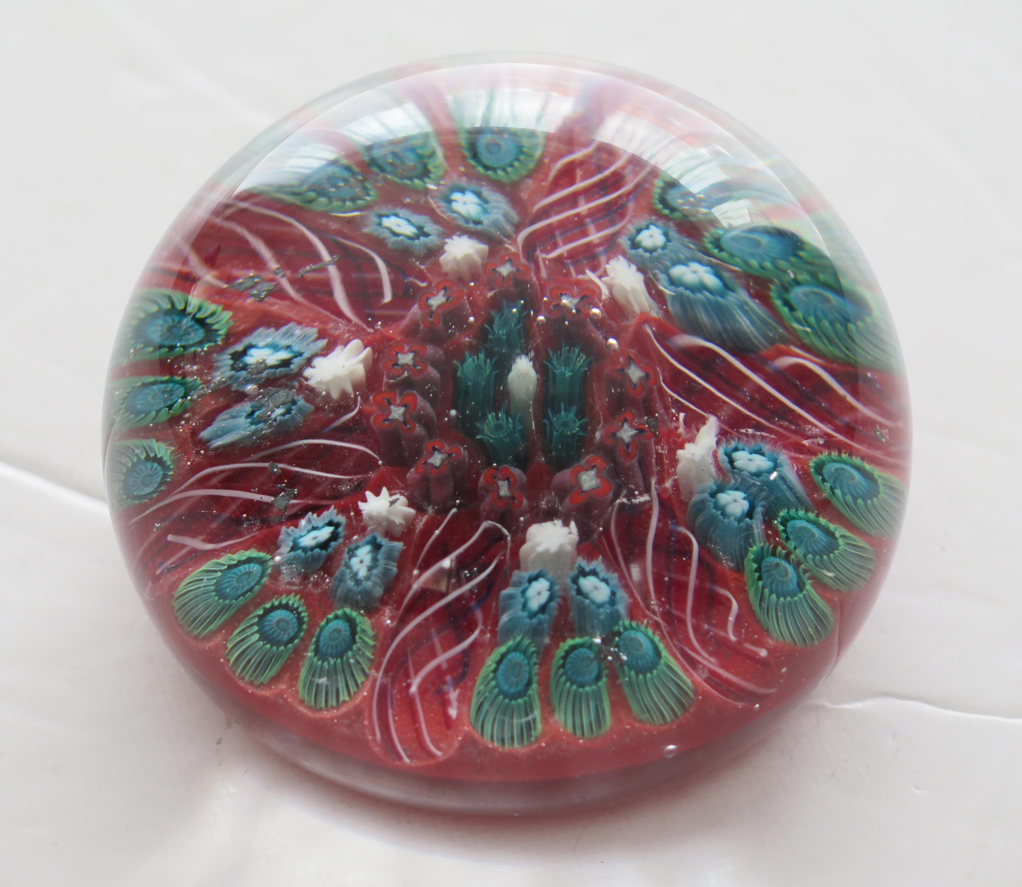 20th Century Glass Millefiori Vasart Paperweight Hand Blown, Scotland circa 1960 For Sale