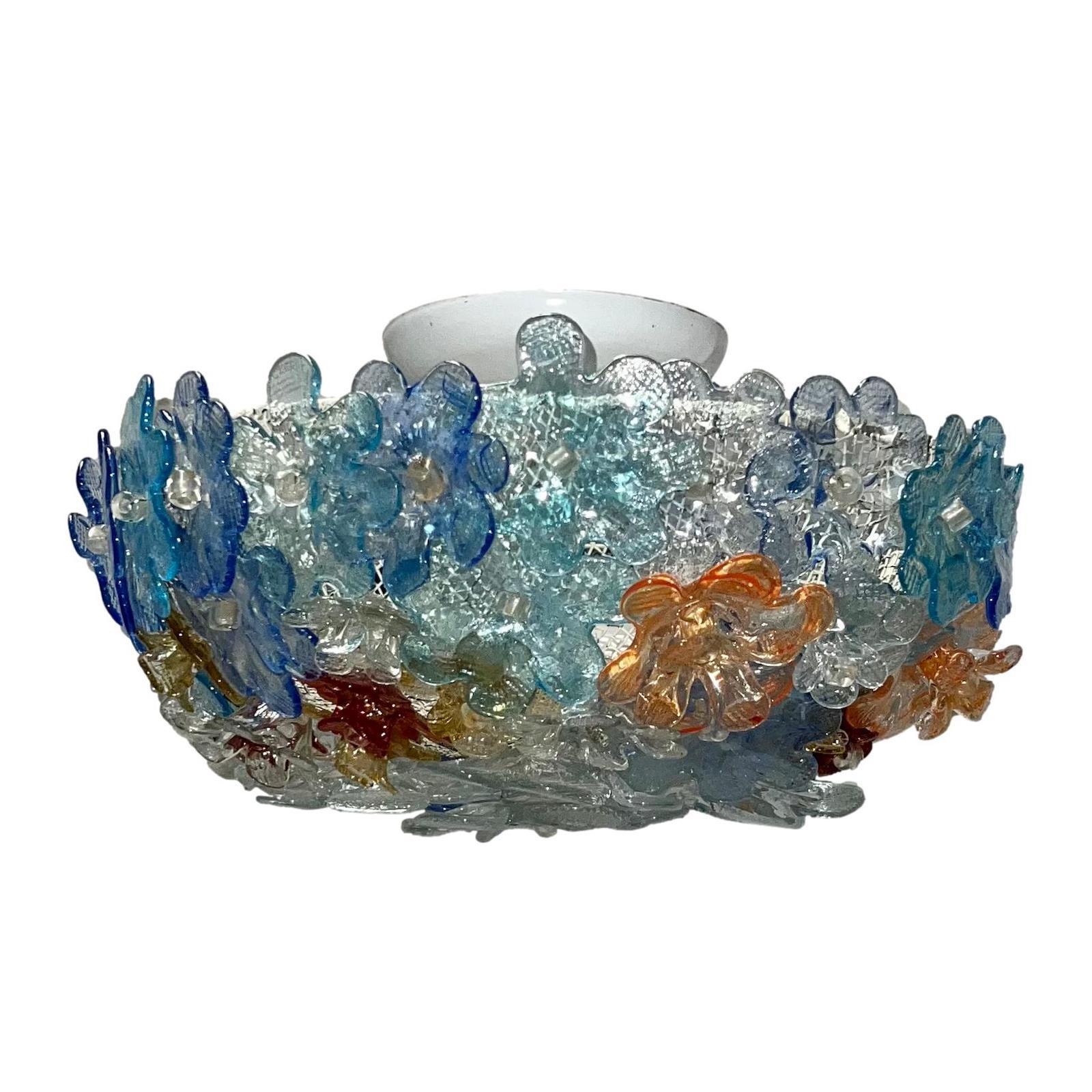 Glass Milliefiori Light Fixture In Good Condition For Sale In New York, NY