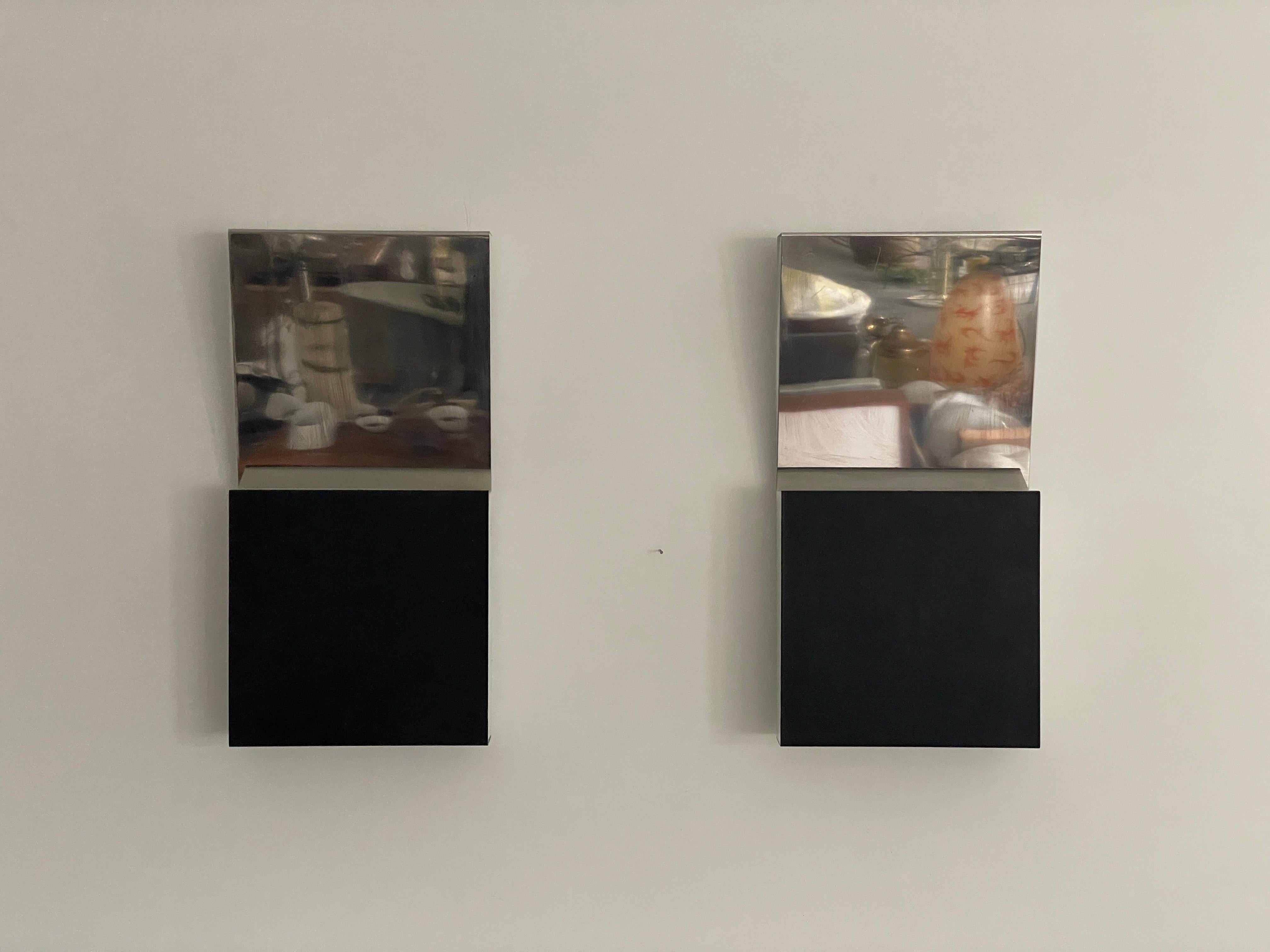 Paar Wandleuchter aus Glas und Aluminium, 1960er Jahre, Italien (Moderne der Mitte des Jahrhunderts) im Angebot
