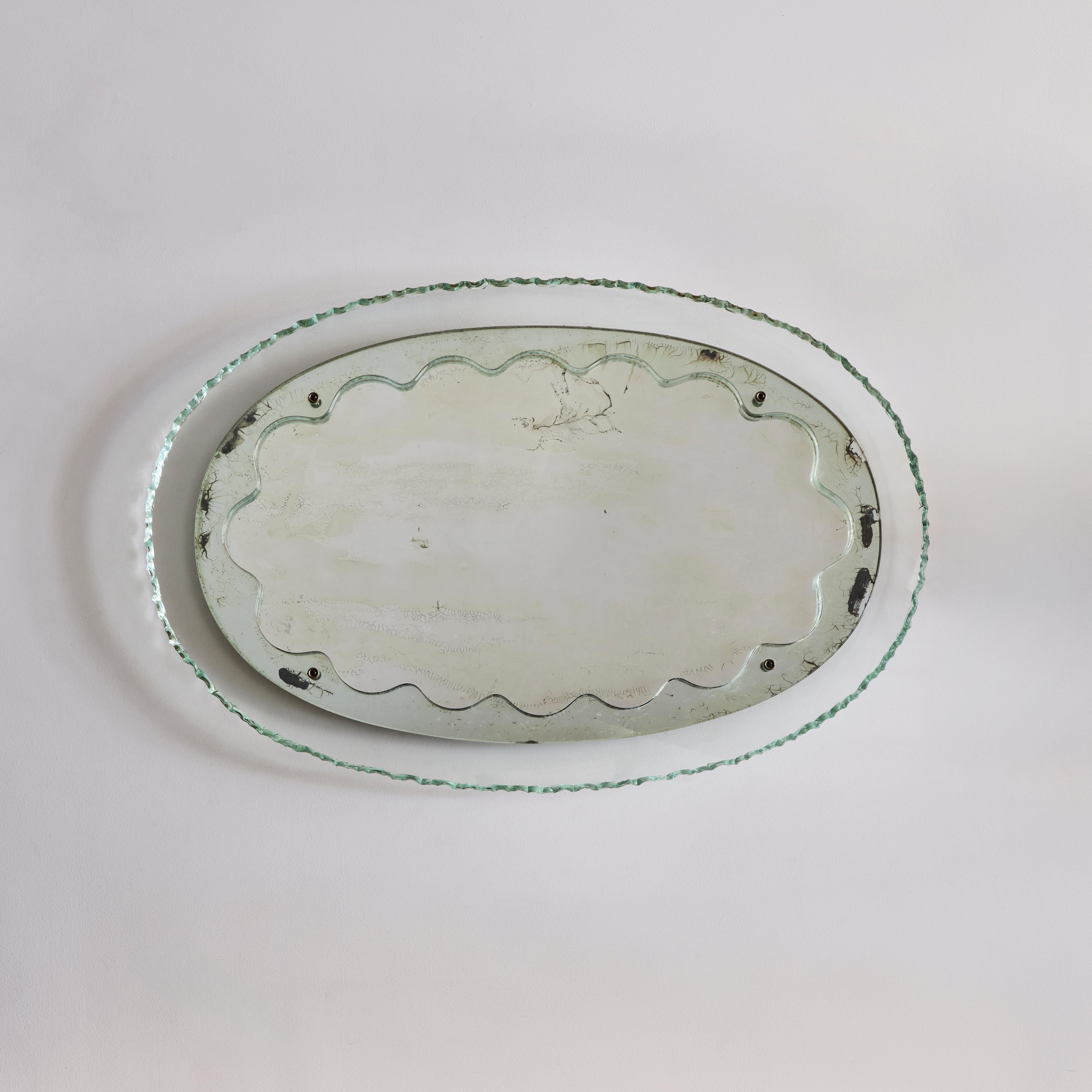 Glass Mirror in the Style of Max Ingrand for Fontana Arte In Good Condition For Sale In Los Angeles, CA