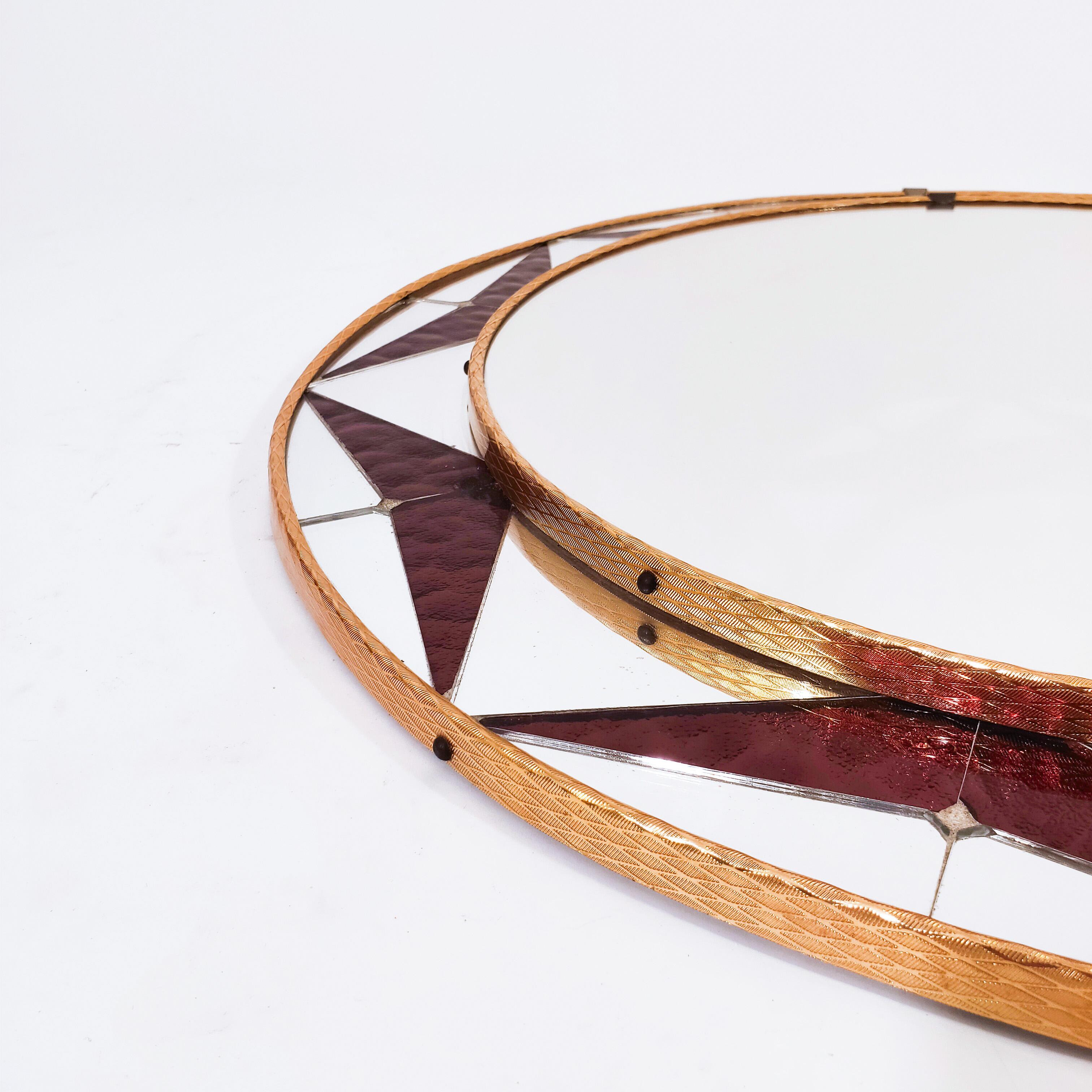 Espagnol Miroir en mosaïque de verre Sunburst, Espagne, années 1960 en vente