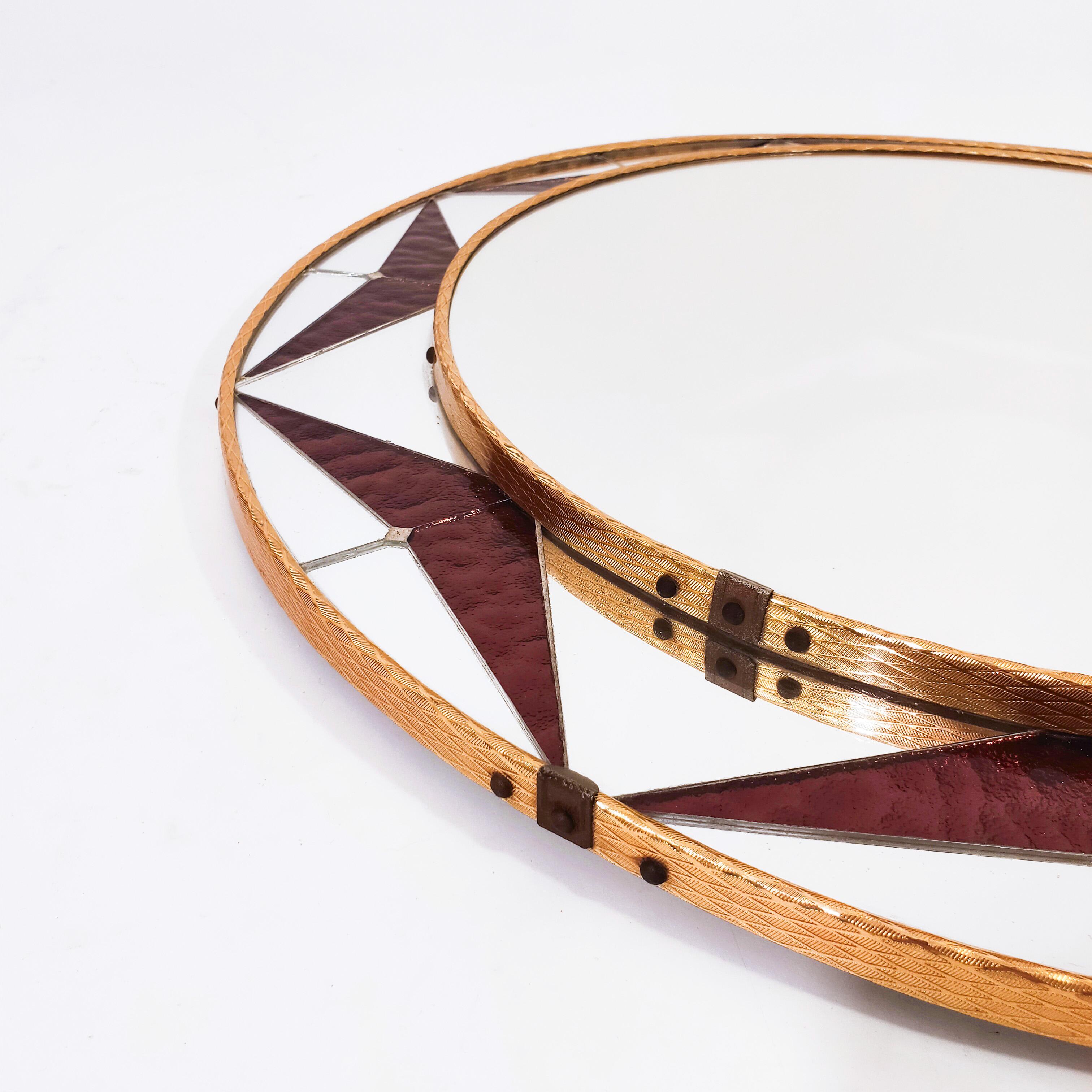 Milieu du XXe siècle Miroir en mosaïque de verre Sunburst, Espagne, années 1960 en vente