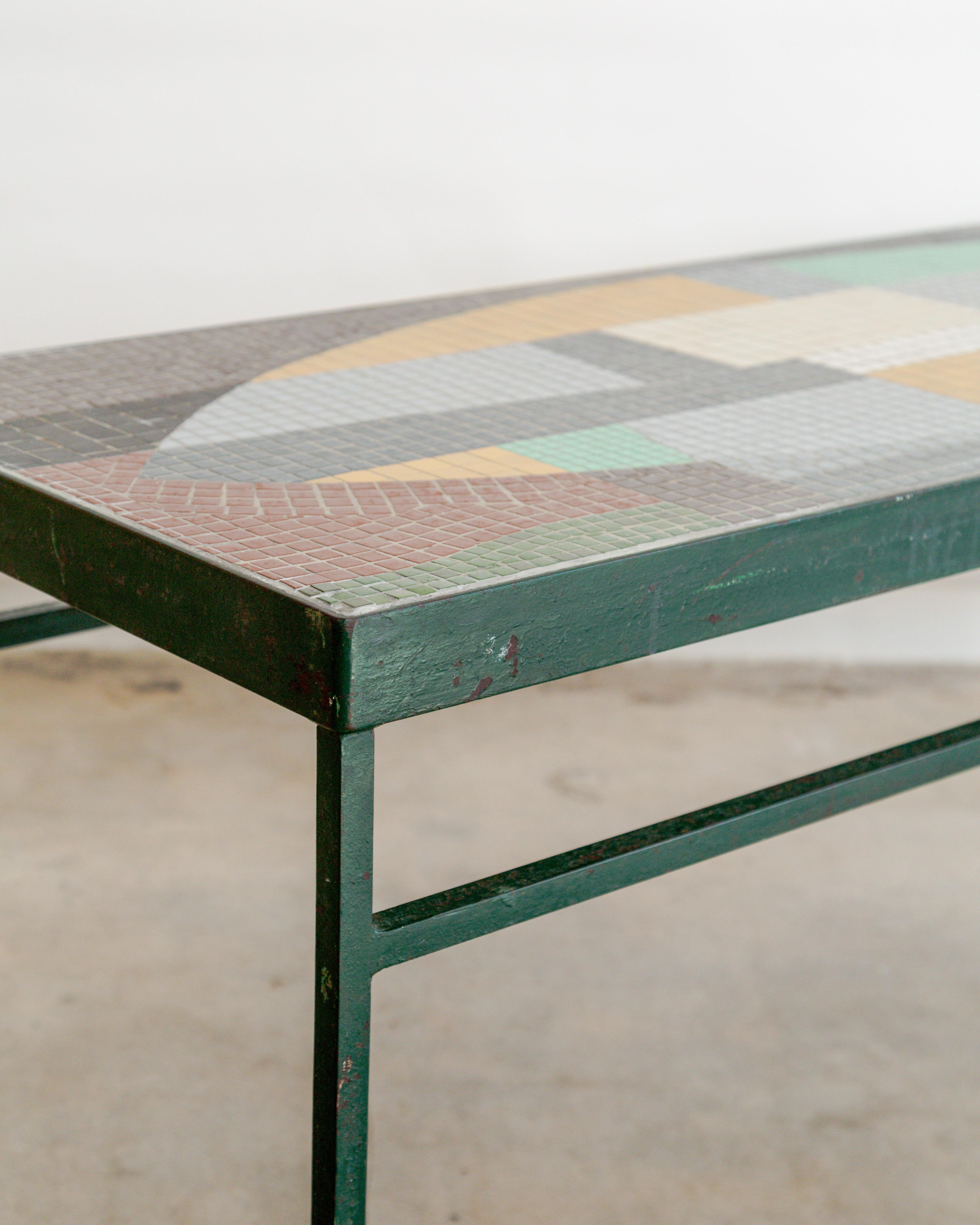 Mid-20th Century Glass Mosaic Tile Top Cocktail Table For Sale
