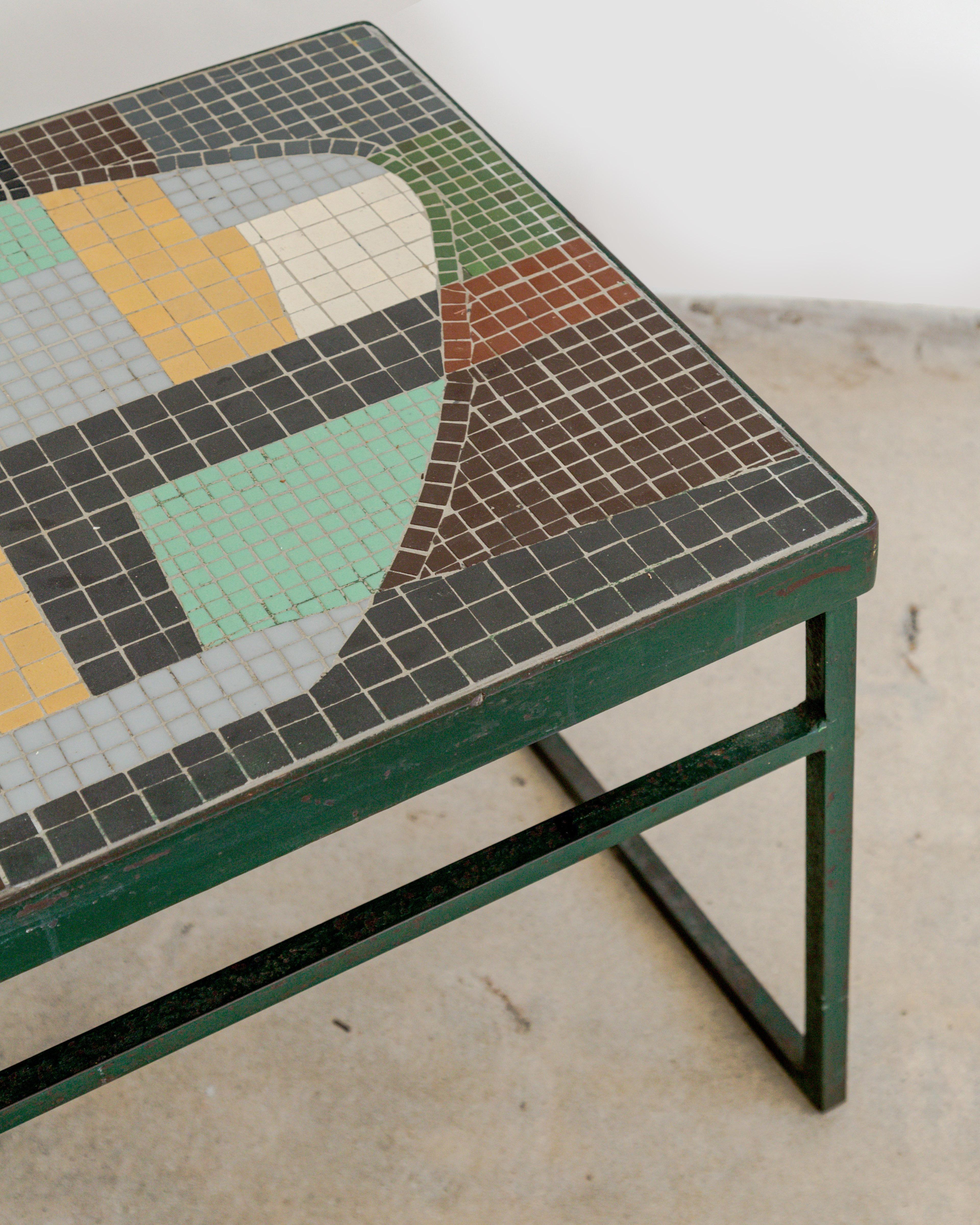 Glass Mosaic Tile Top Cocktail Table For Sale 1