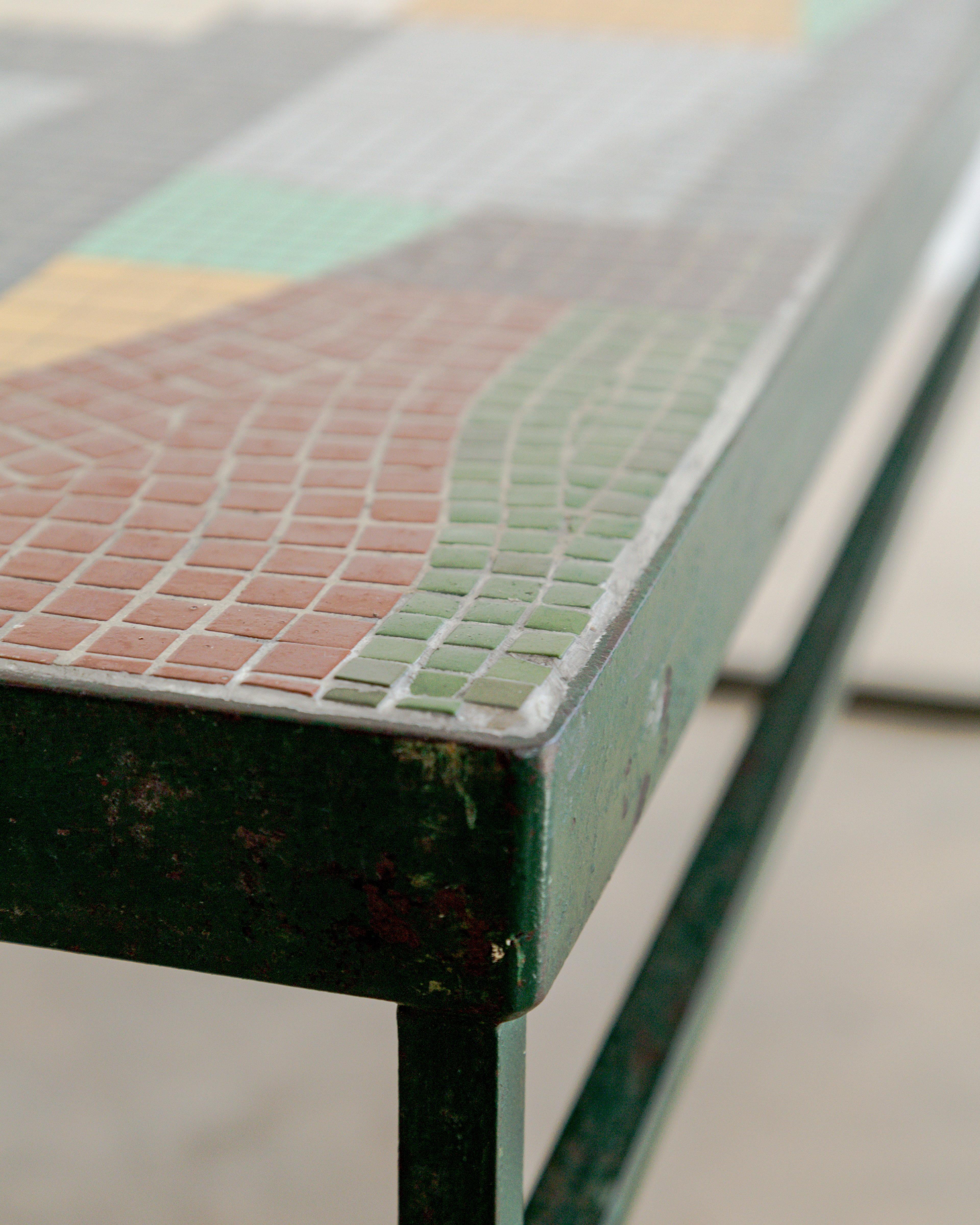 Glass Mosaic Tile Top Cocktail Table For Sale 2