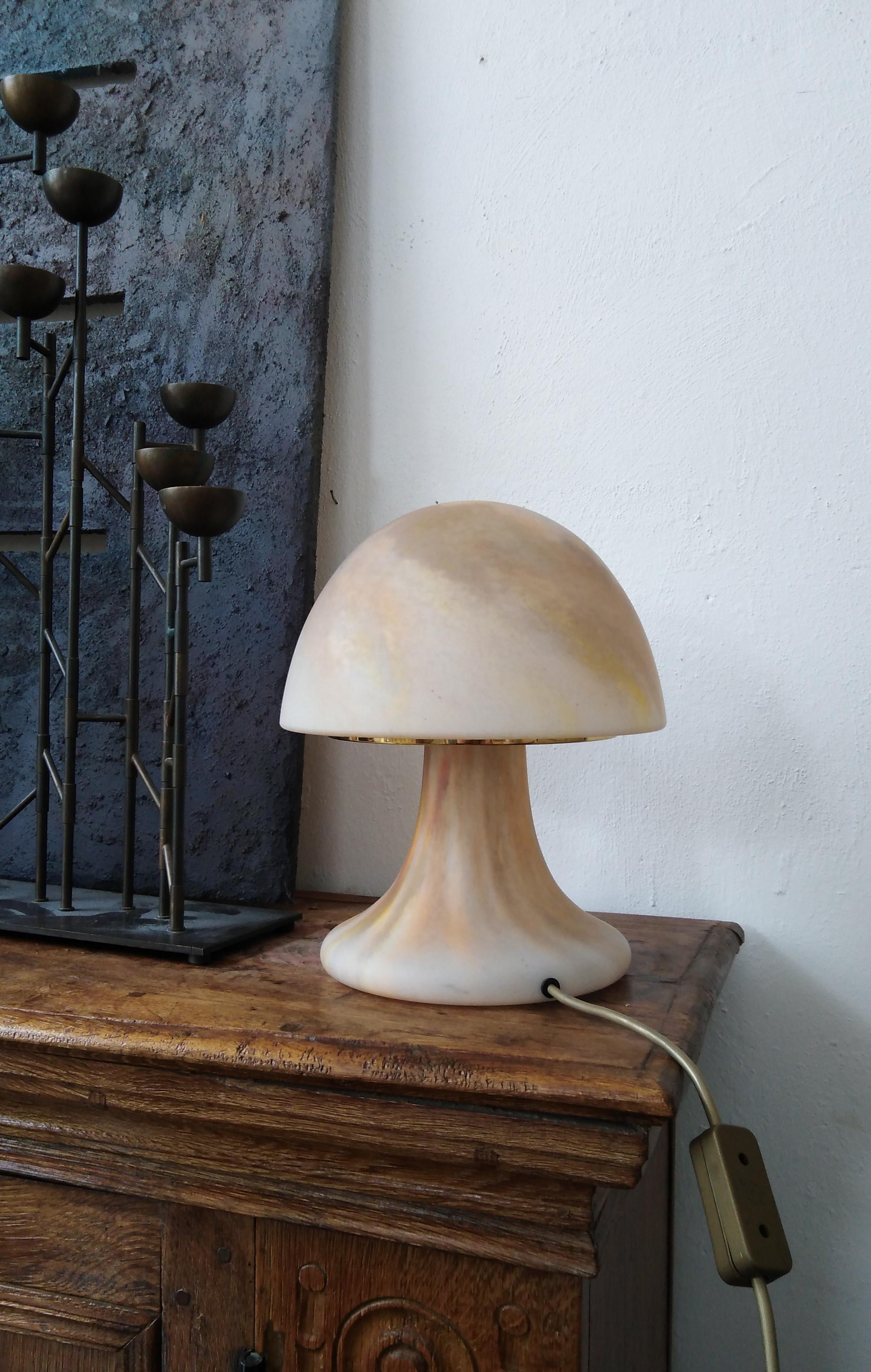 Space Age glass mushroom lamp by Glashütte Limburg, germany 70s
