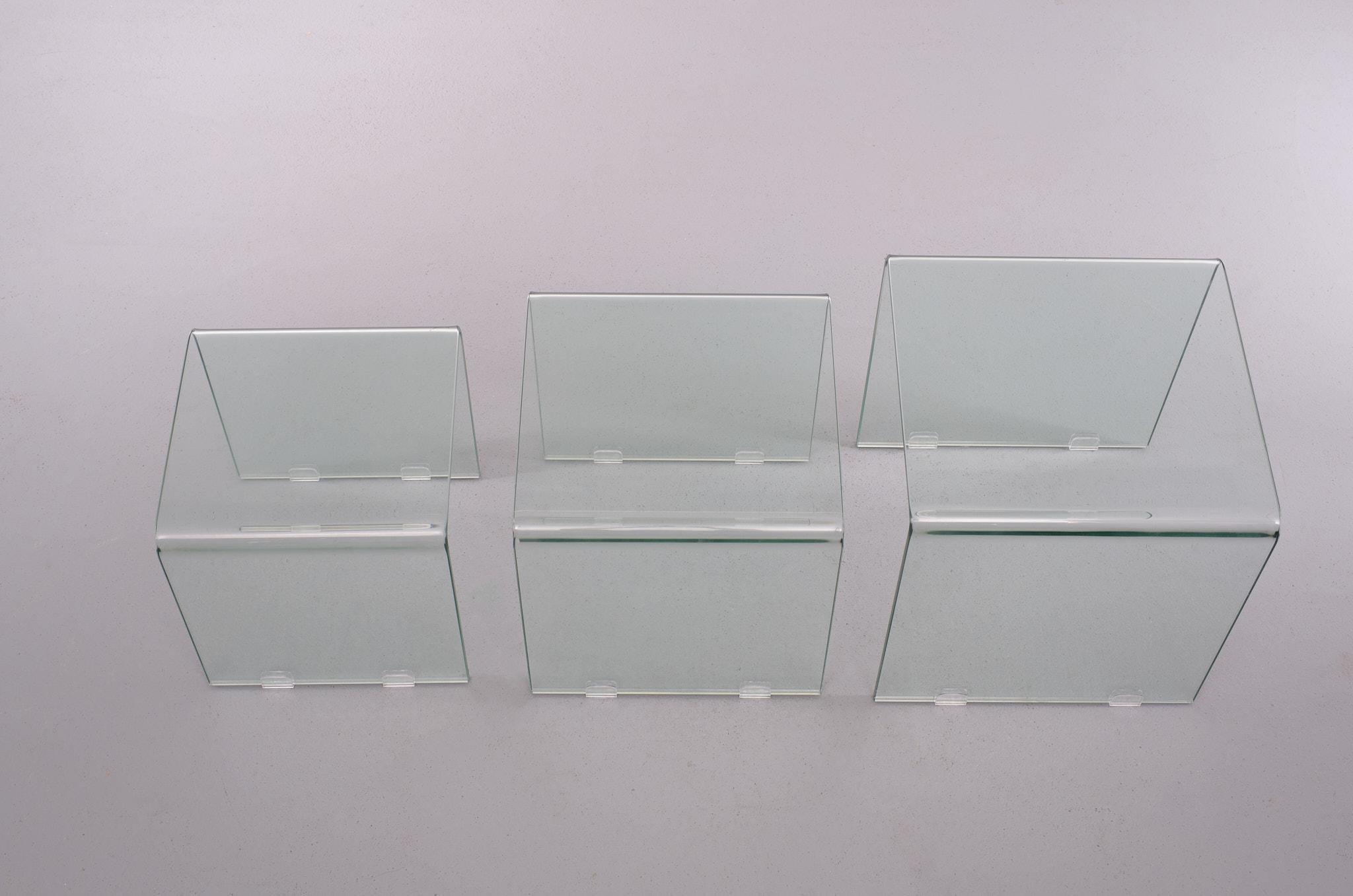 Glass Nesting Tables Italy 1980s 2