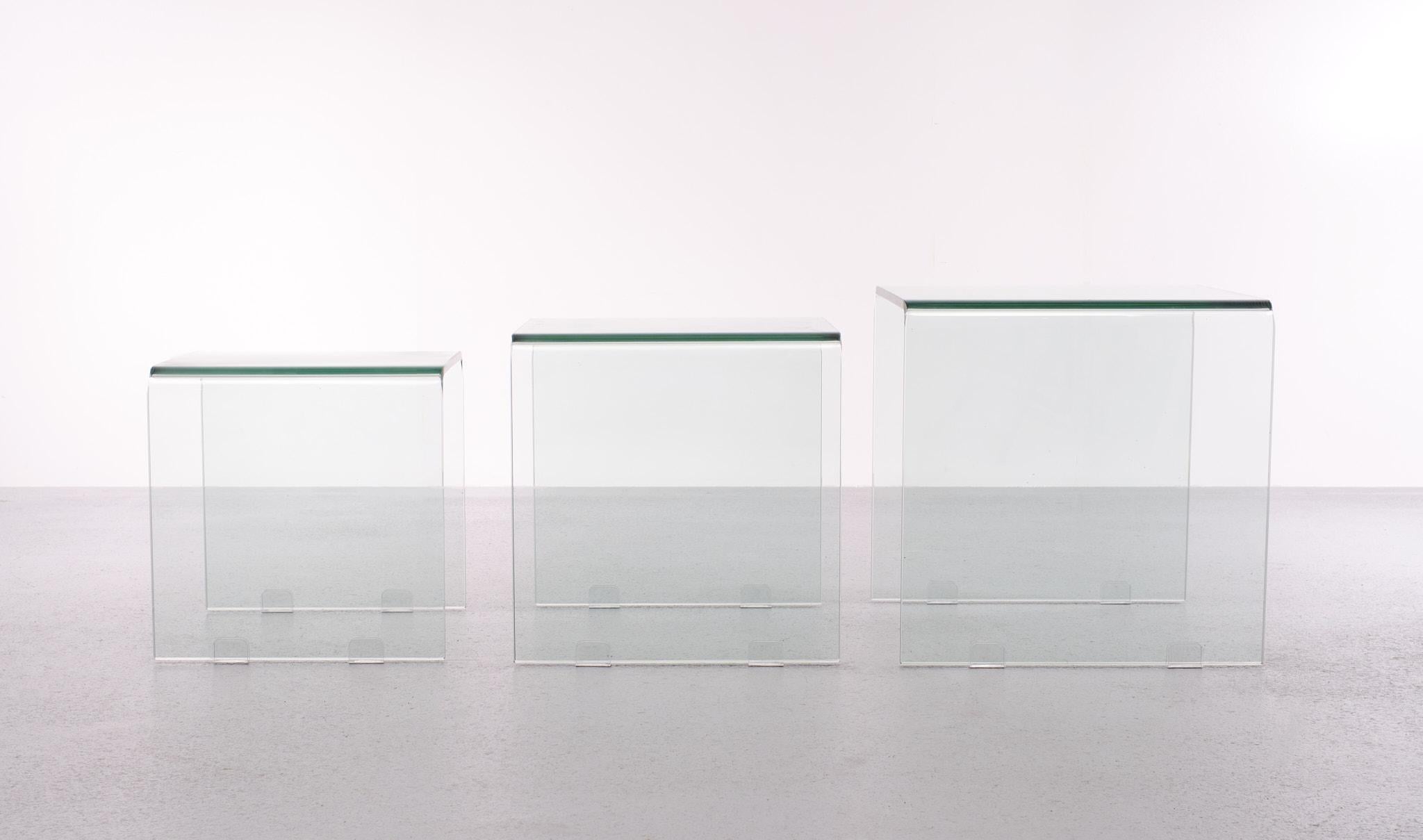 Glass Nesting Tables Italy 1980s 3