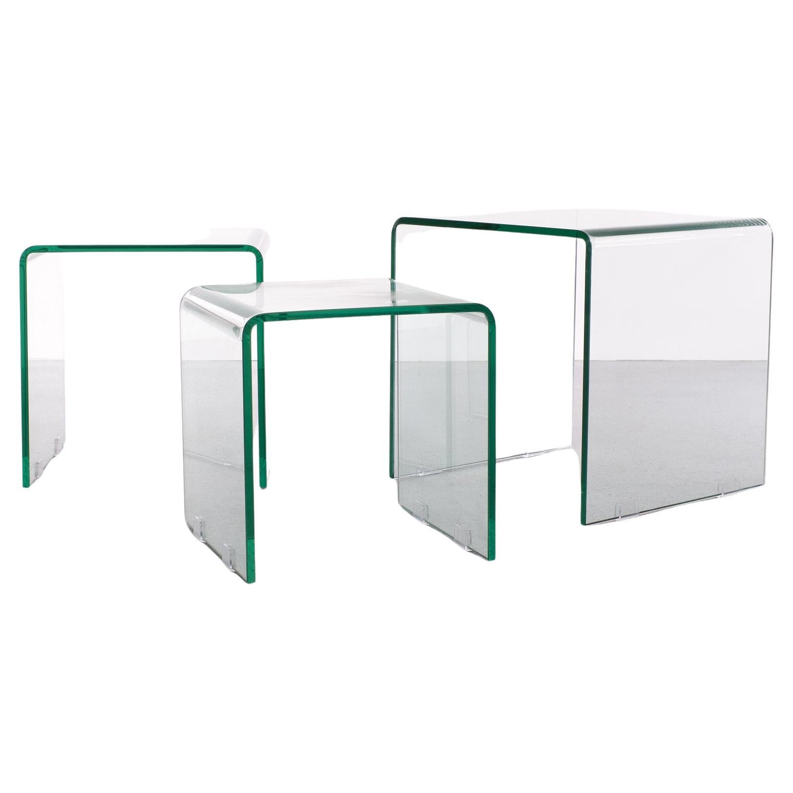 Glass Nesting Tables Italy 1980s