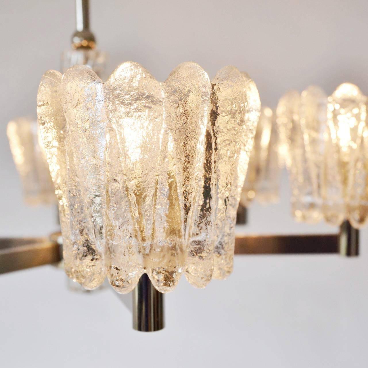 Mid-20th Century Carl Fagerlund for Orrefors Chandelier Glass Nickel, 1960s