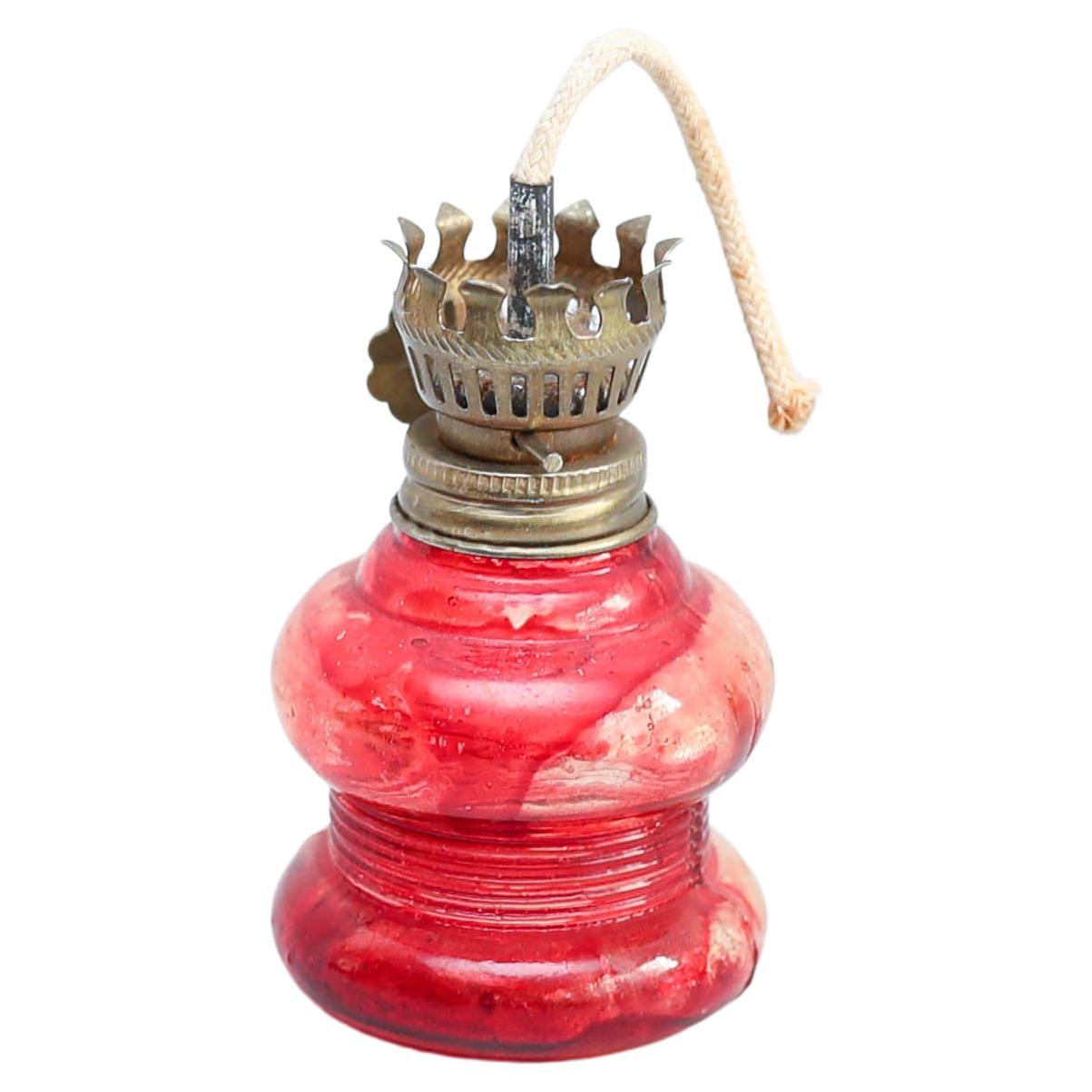 Glass Oil Lamp, circa 1950  For Sale