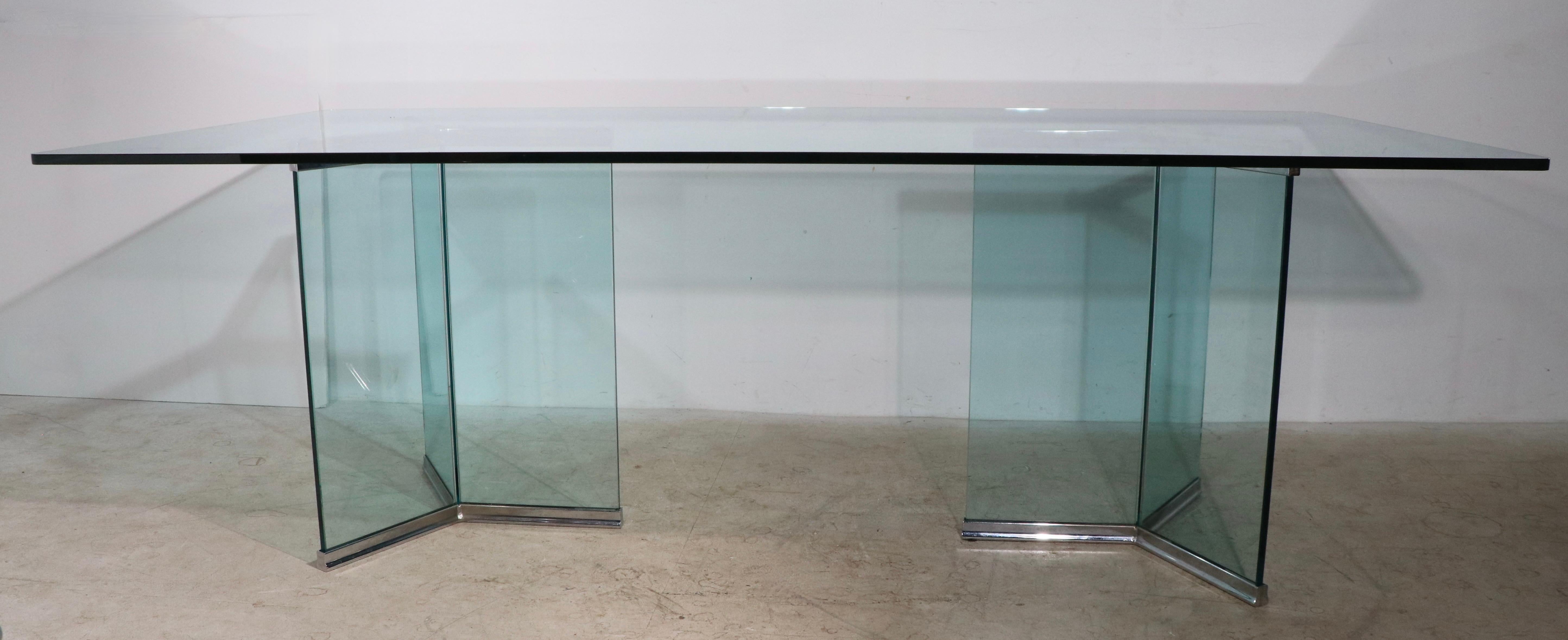 Post-Modern Glass on Glass Dining Table by Irving Rosen for The Pace Collection, C. 1970's