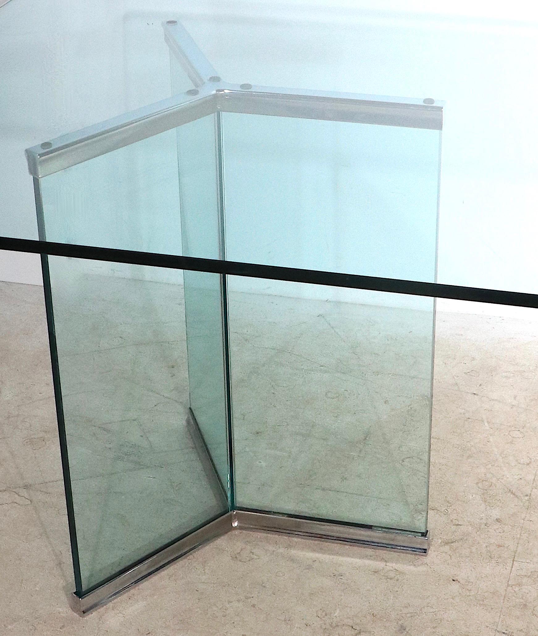 Glass on Glass Dining Table by Irving Rosen for The Pace Collection, C. 1970's In Good Condition In New York, NY