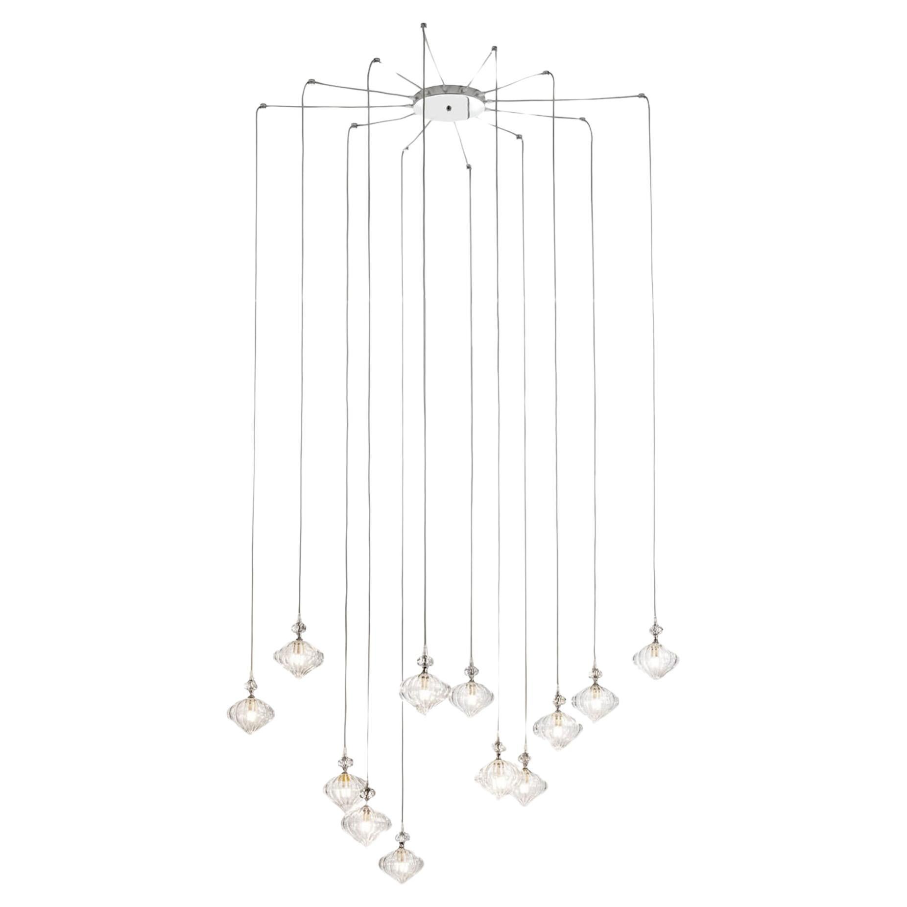 Glass Onions 12-Light Chandelier For Sale