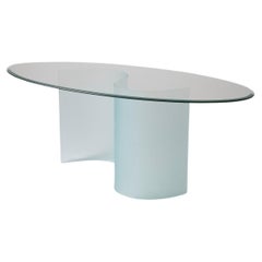 Glass oval dining table