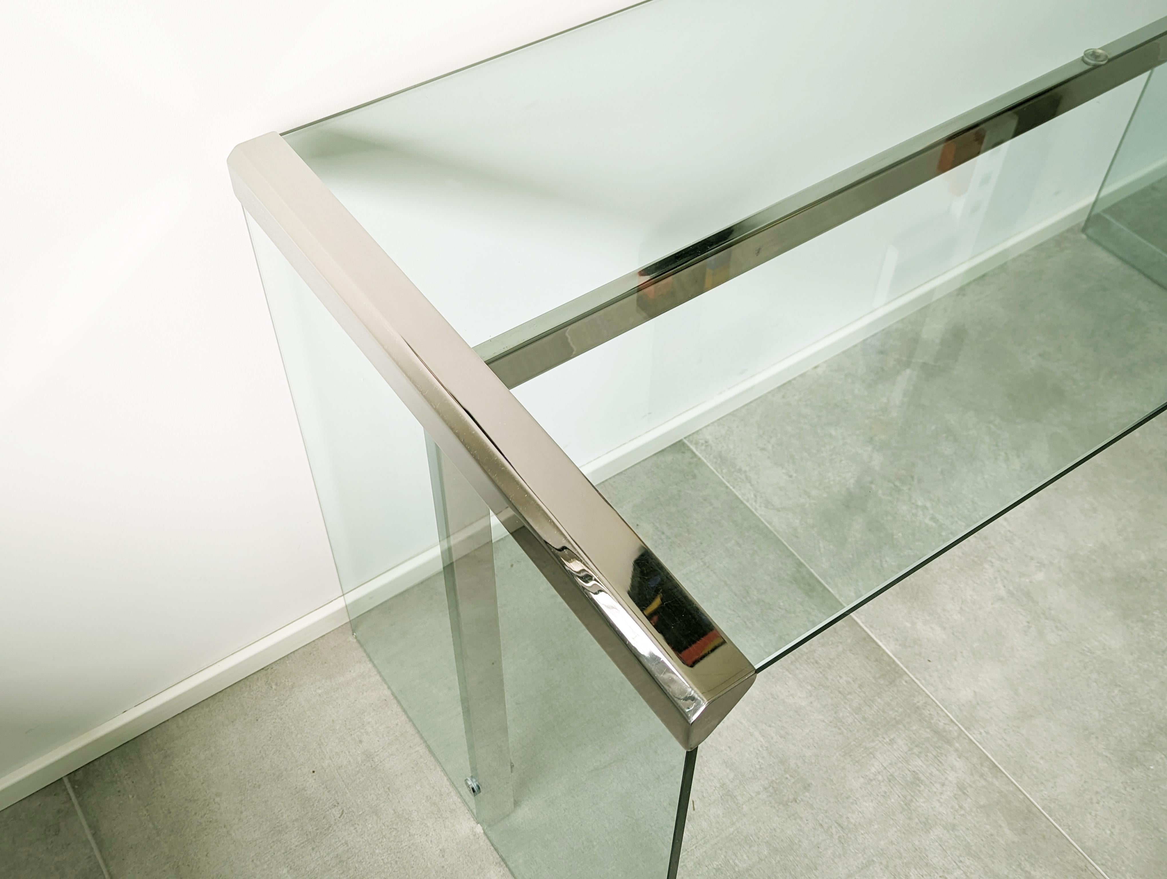 Lacquered Glass, Painted wood & Chrome Plated Metal 1990s desk by Gallotti e Radice For Sale
