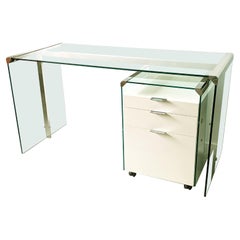 Bureau des années 1990 en verre, bois peint et métal & Radice par Gallotti e Radice