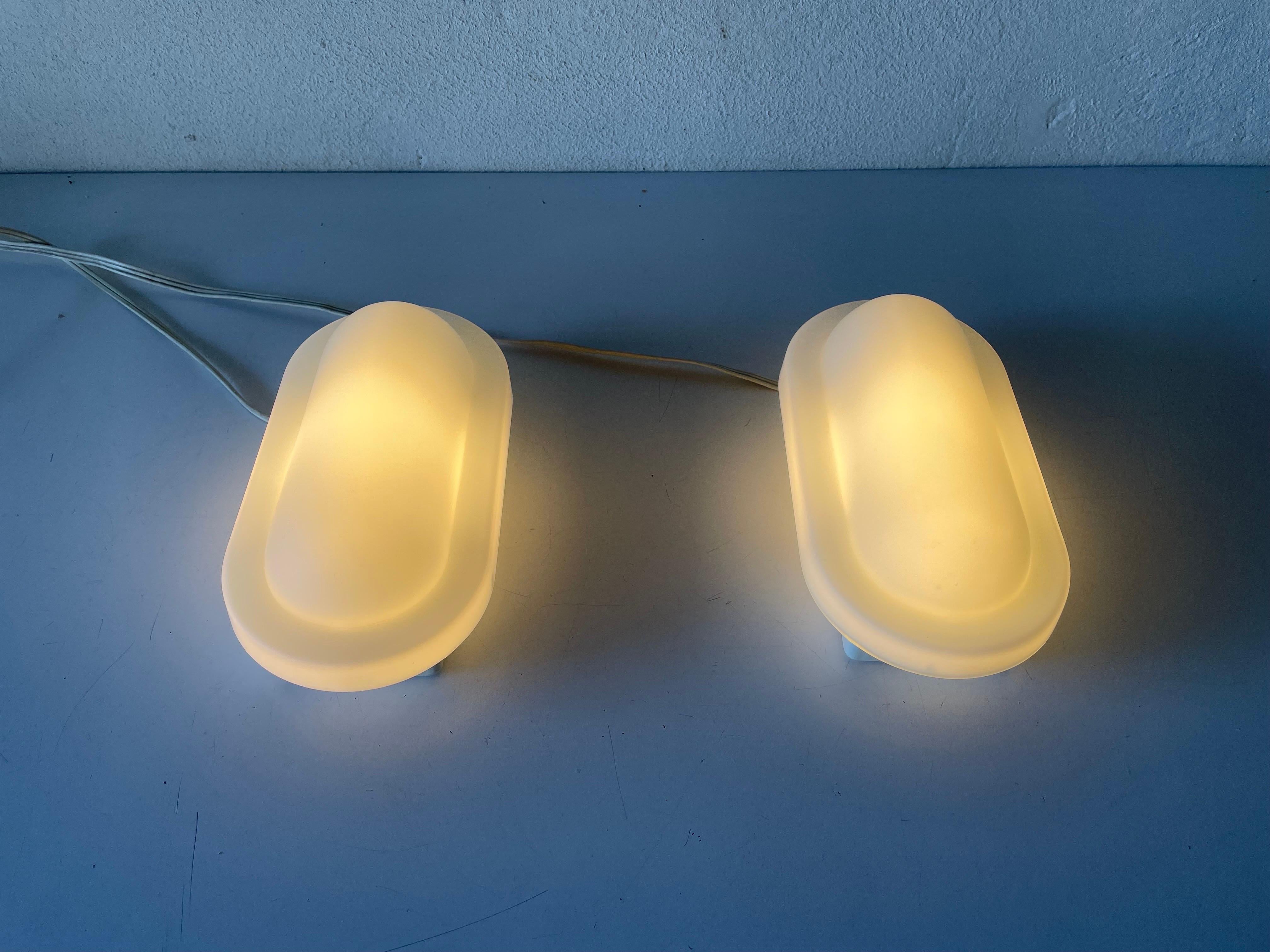 Glass Pair of Wall Lamps by Peill Putzler, 1970s, Germany For Sale 1