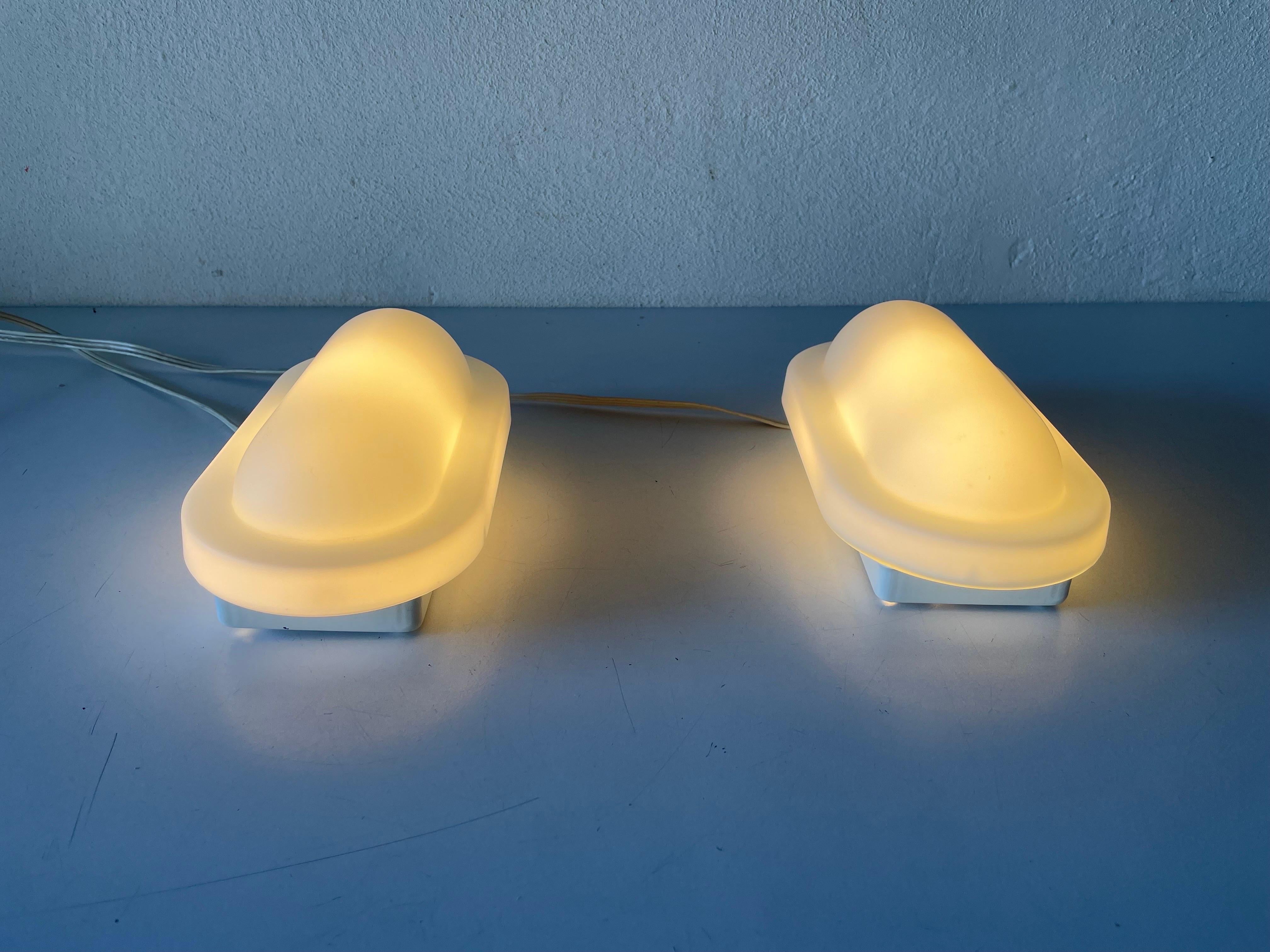 Glass Pair of Wall Lamps by Peill Putzler, 1970s, Germany For Sale 2