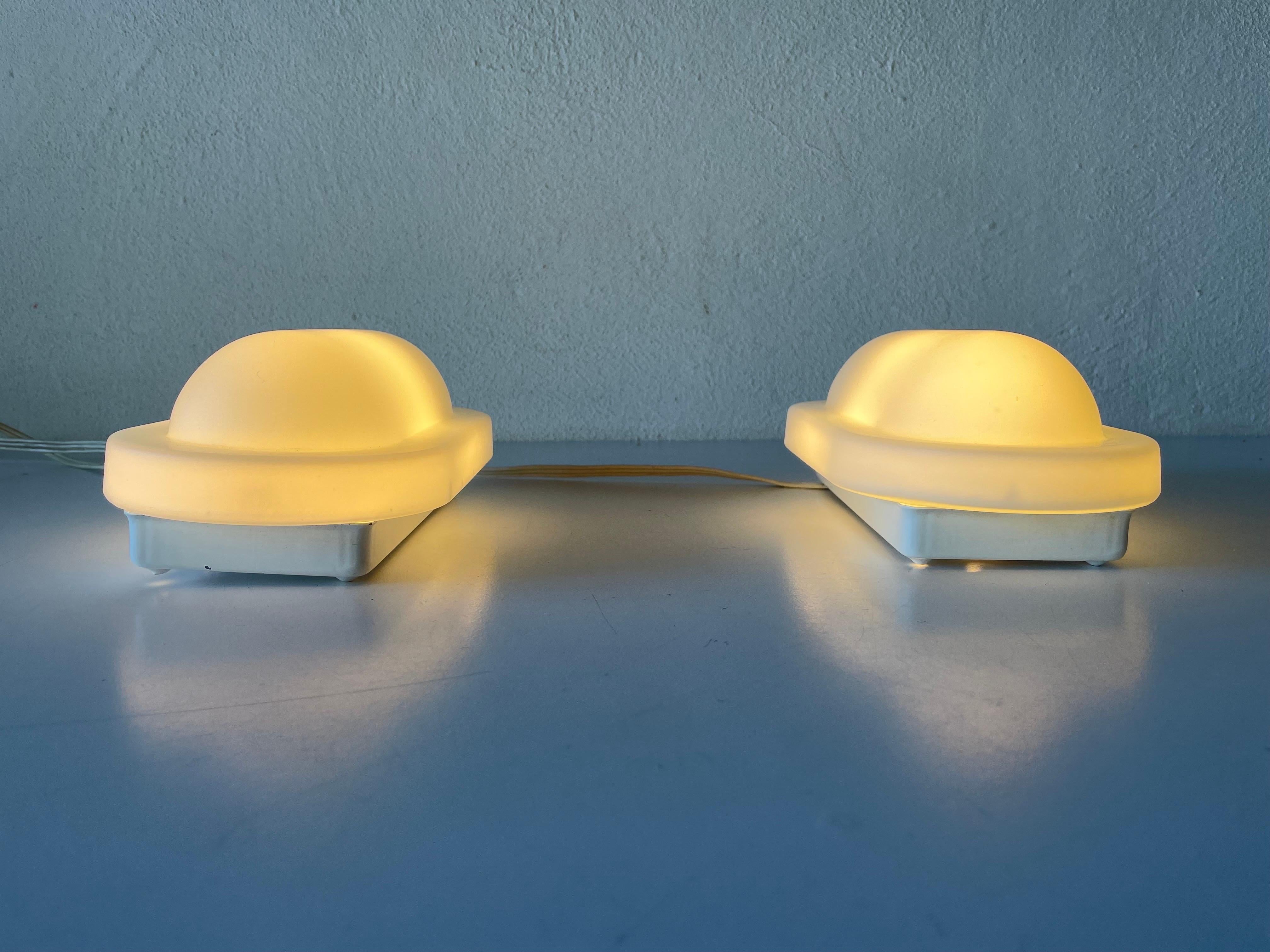 Glass Pair of Wall Lamps by Peill Putzler, 1970s, Germany For Sale 3