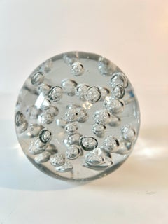 Glass Paper Weight with Bubbles in the Style of Murano