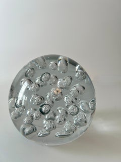 Glass Paper Weight with Infused Floating Bubbles in the Style of Murano