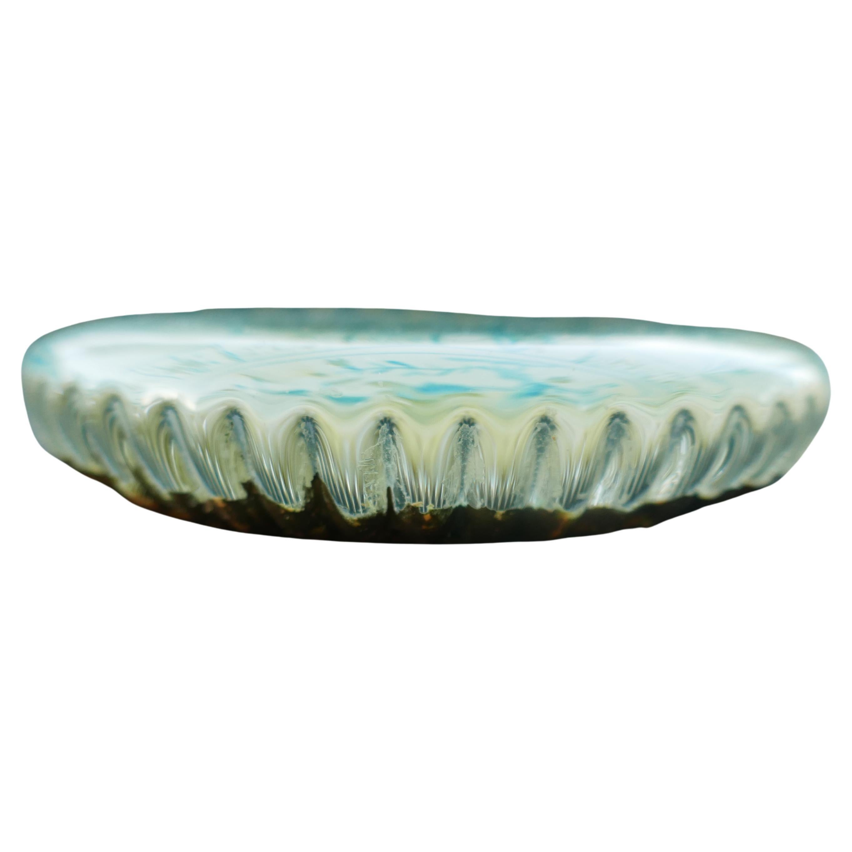 Hand-Crafted Glass paperweight with possible gouache on paper or fabric, signed - 800 For Sale
