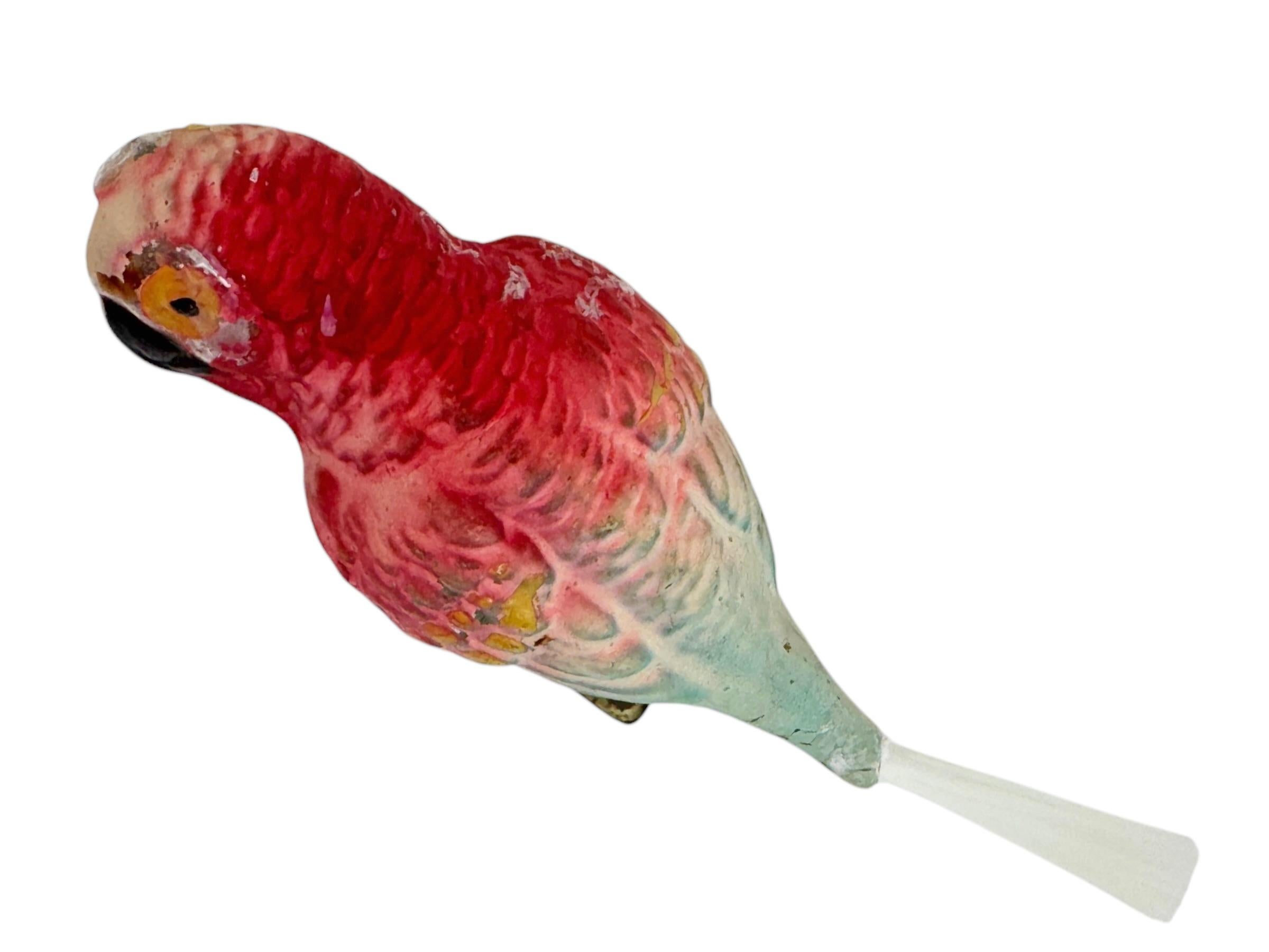Glass Parrot Bird Christmas Tree Clip-On Ornament, Vintage, German, 1900s For Sale 4