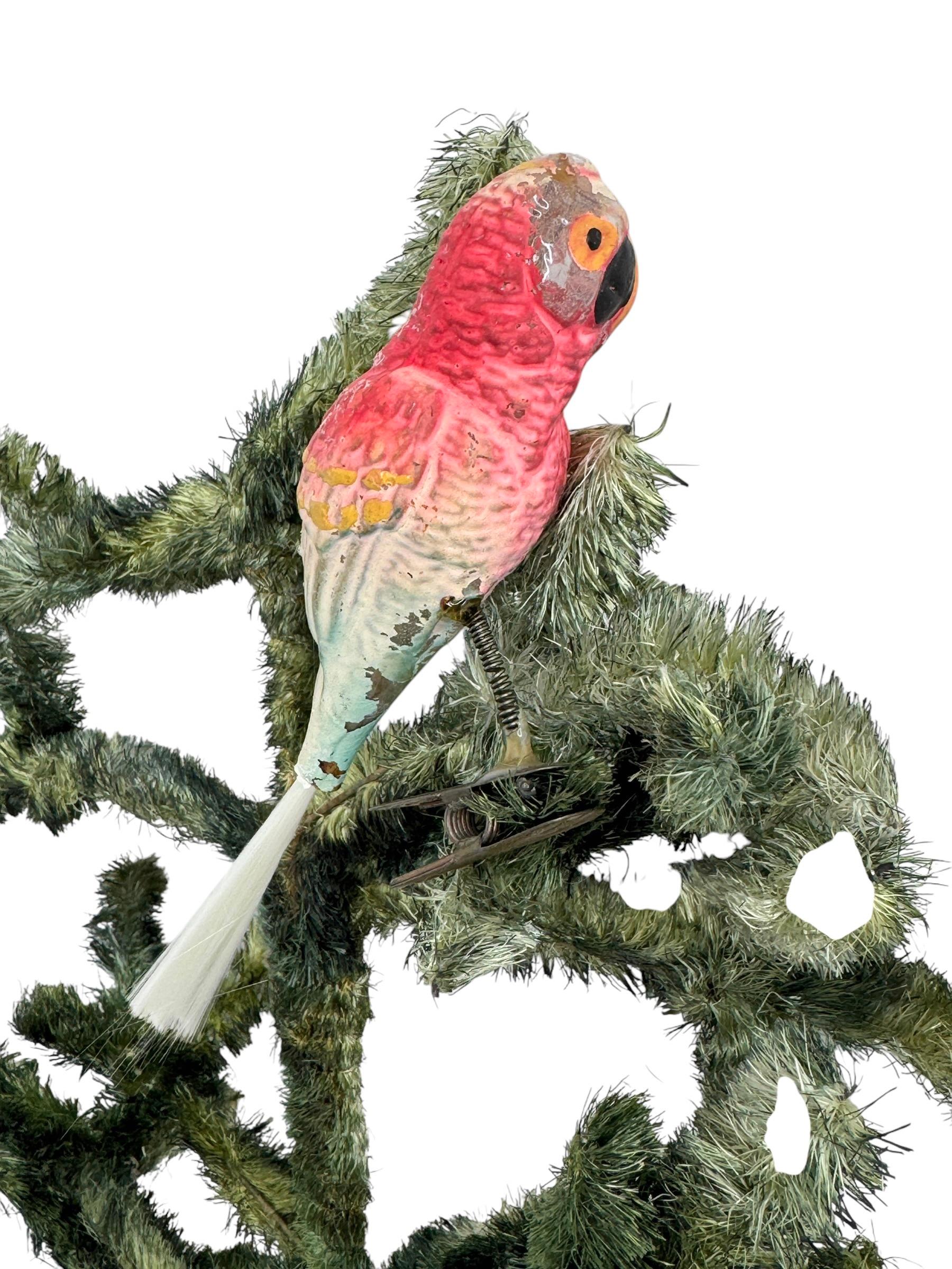 Glass Parrot Bird Christmas Tree Clip-On Ornament, Vintage, German, 1900s In Good Condition For Sale In Nuernberg, DE