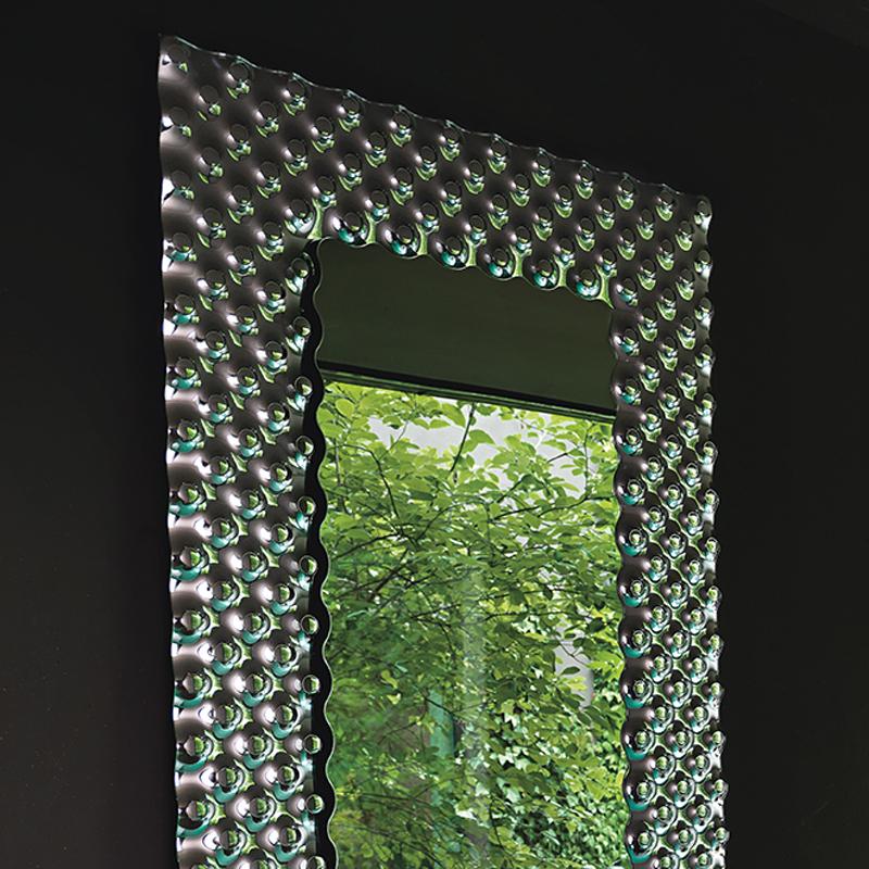 Italian Glass Pearl Rectangular Mirror For Sale