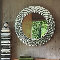 Glass Pearl Round Mirror