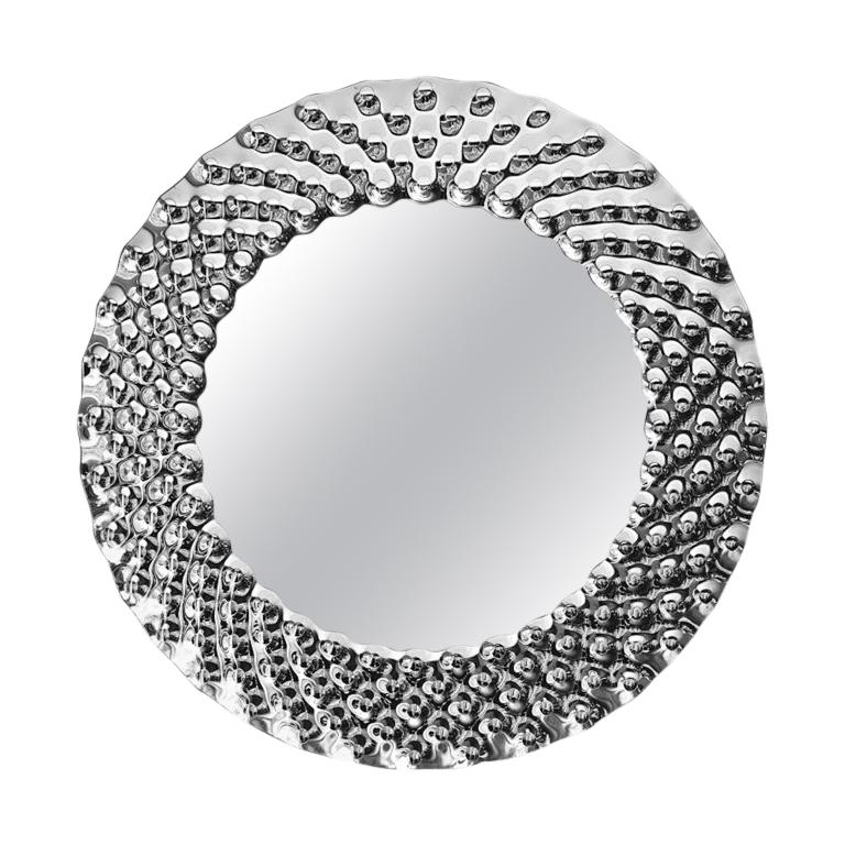 Runder Spiegel aus Glas mit Perlen im Angebot
