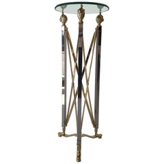 Glass Pedestal with Golden Lion Heads Glass Pedestal with Golden Lion Heads