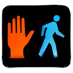 Vintage Glass Pedestrian Crossing Sign