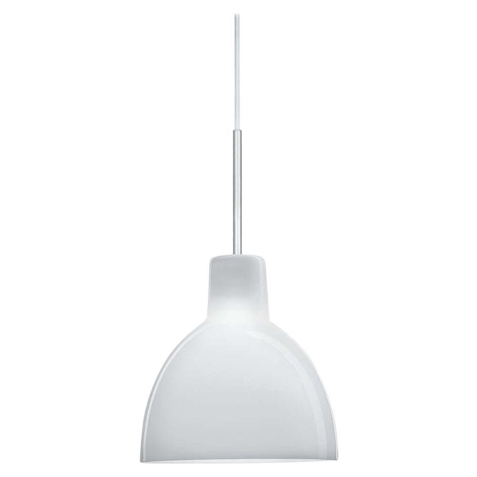 Glass pendant 155/220 light by Louis Poulsen
Measures: Small width 155 x height 260 x length 155 (mm), 0.8 kg, price - 480 euro
Medium width 220 x height 275 x length 220 (mm), 1.5 kg, price - 570 euro

Material: Mouth-blown white opal glass,