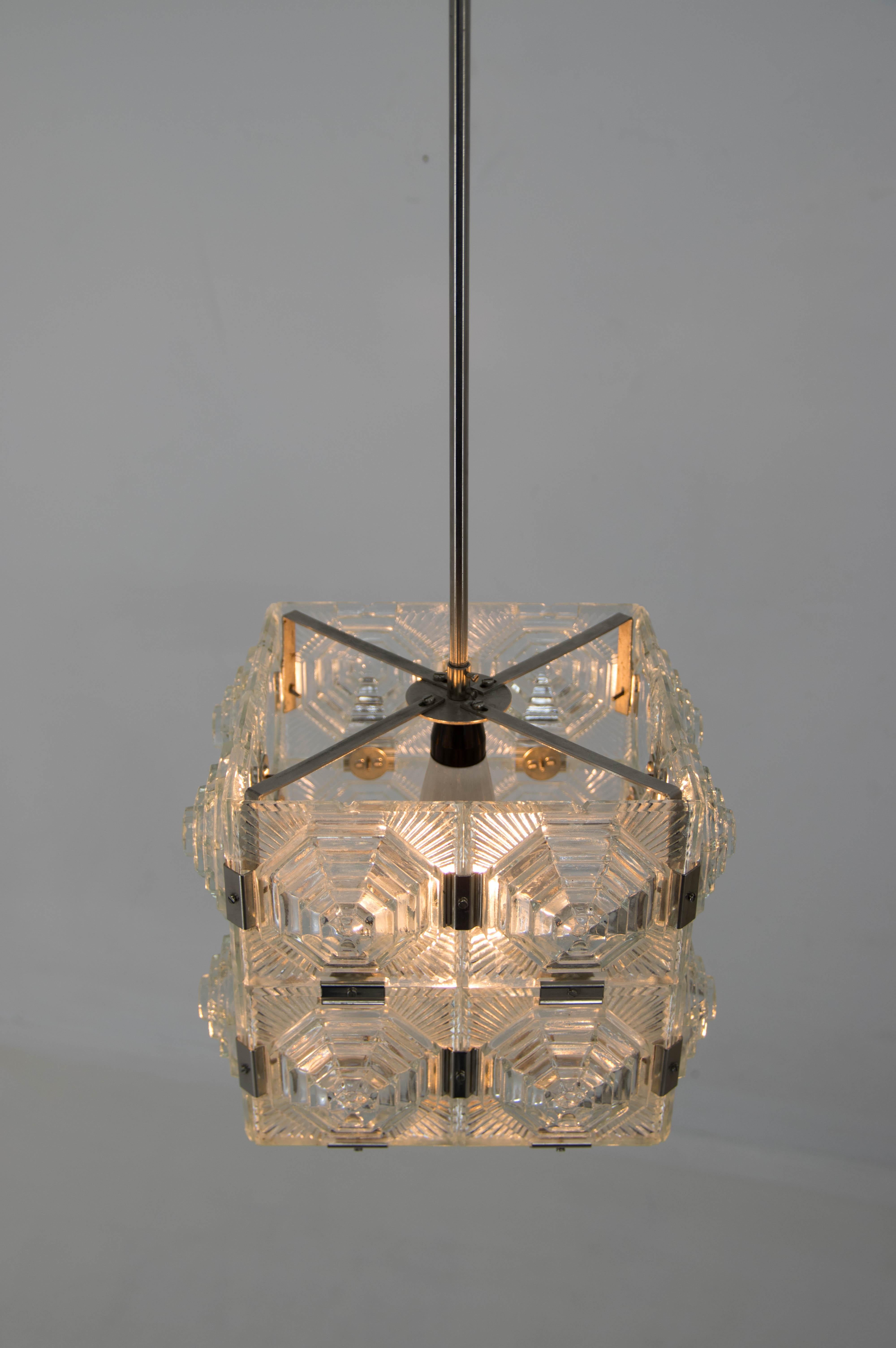 Mid-Century Modern Glass Pendant by Kamenicky Senov, 1960s For Sale